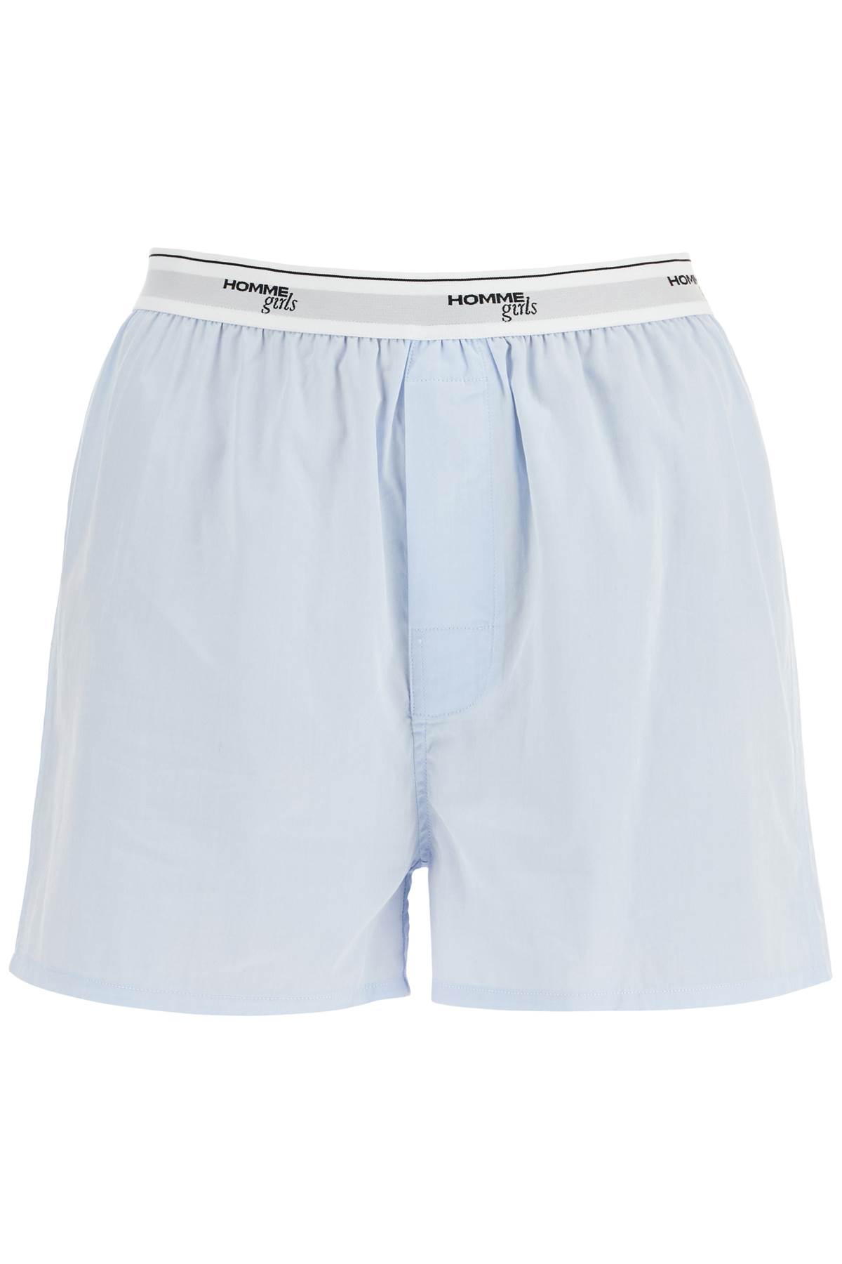 Light Blue High-waisted Cotton Boxer Shorts