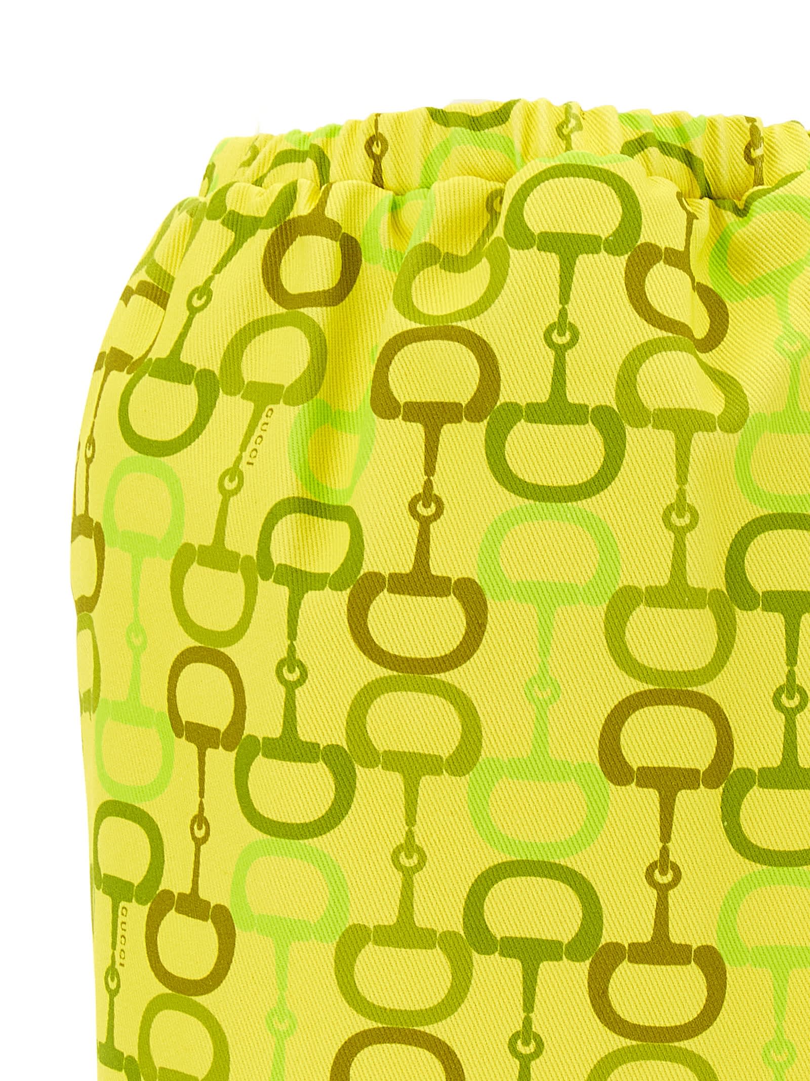 Gucci Horsebit Print Skirt Skirts Yellow In Yellow