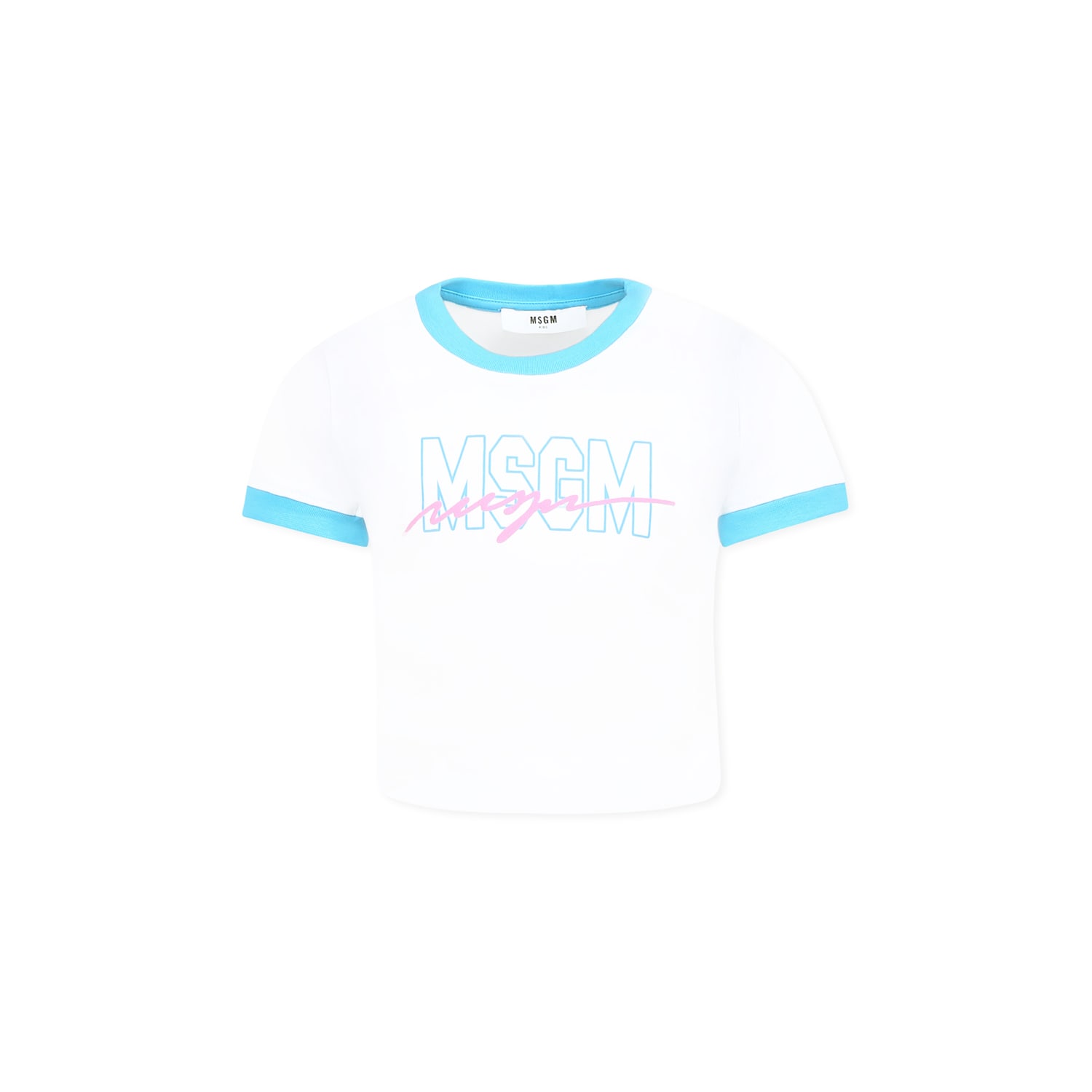 Shop Msgm White T-shirt For Girl With Logo