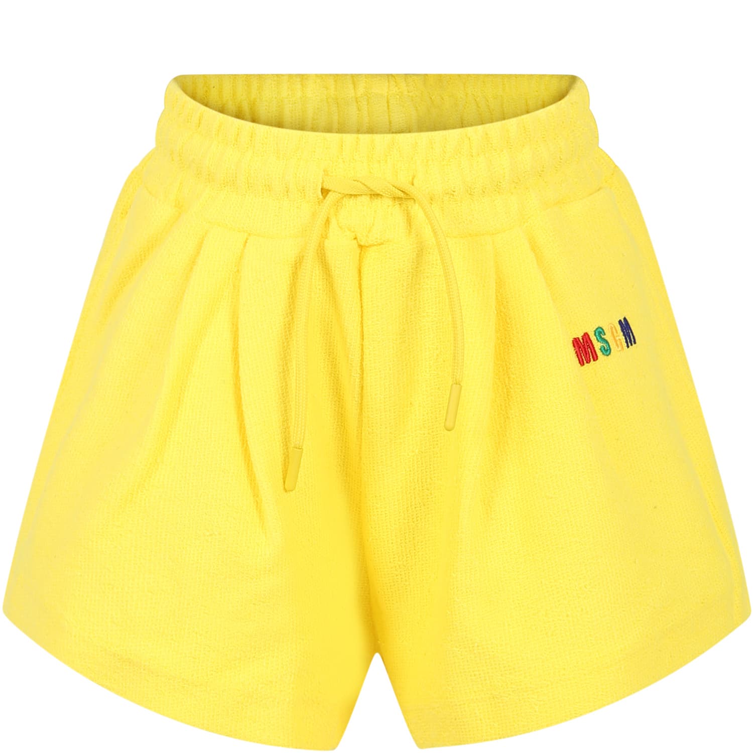 Msgm Kids' Casual Yellow Shorts For Girl