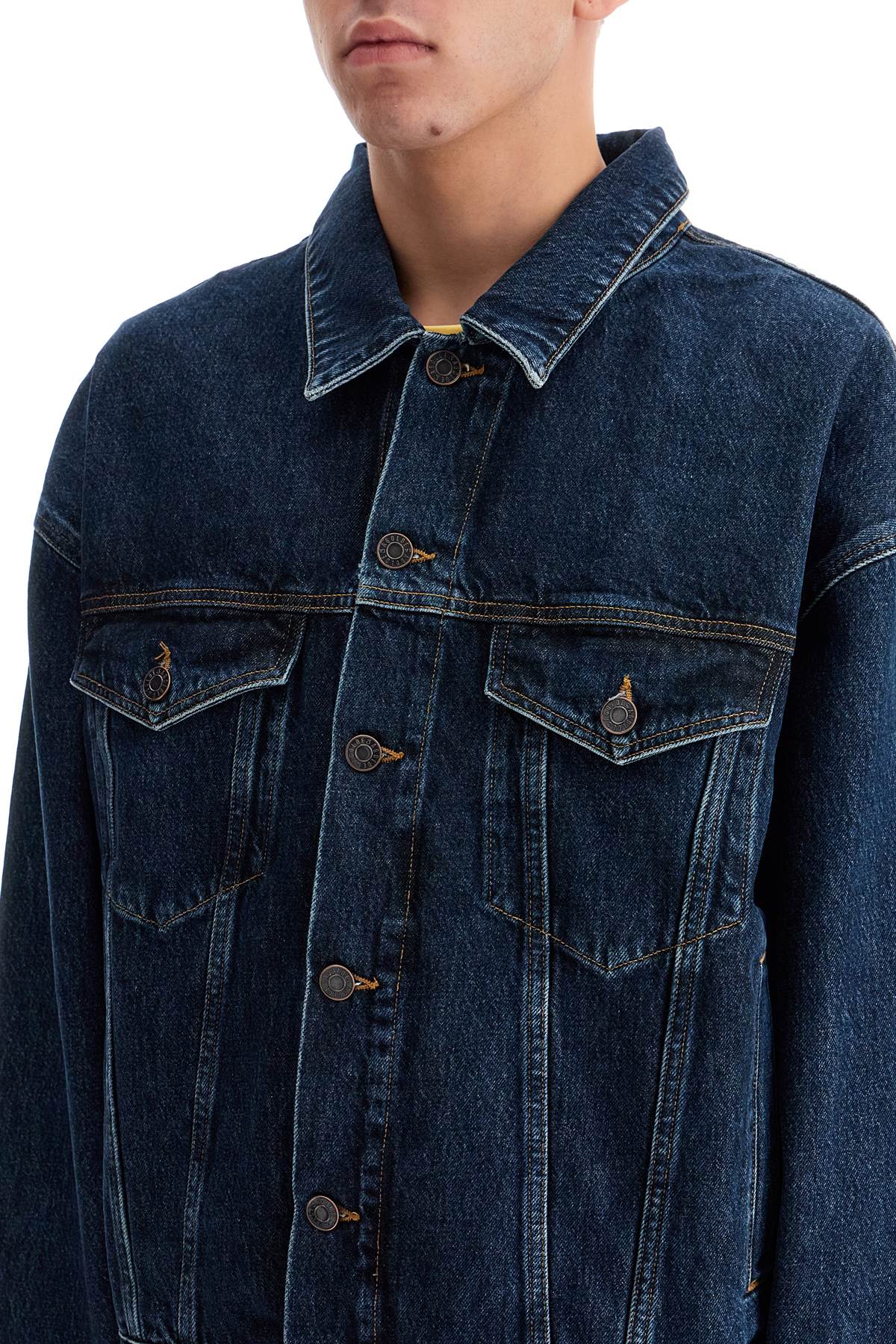 Shop Agolde Stefanos Denim Jacket In Pendulm (blue)