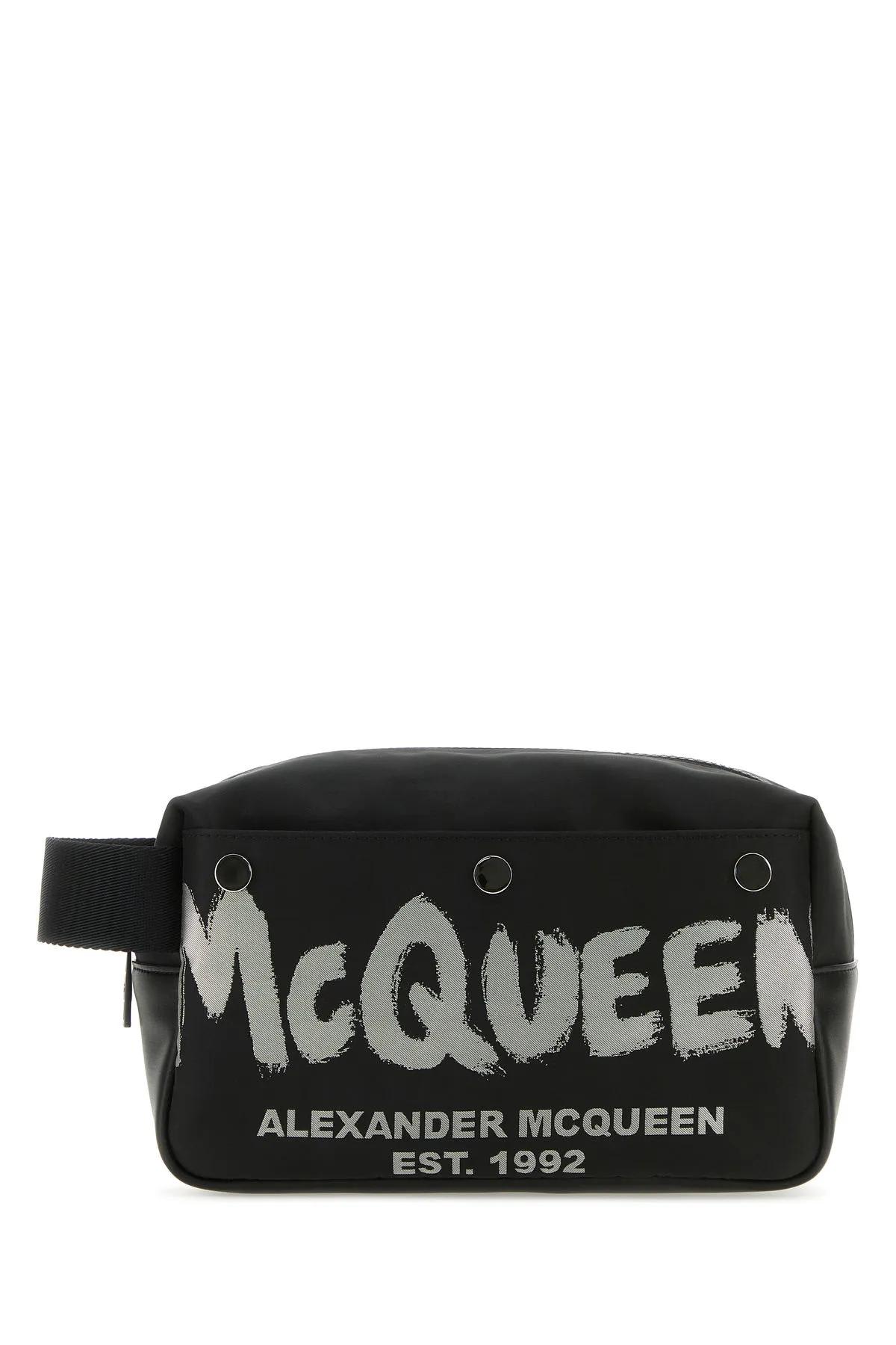 Shop Alexander Mcqueen Black Fabric Mcqueen Graffiti Beauty Case