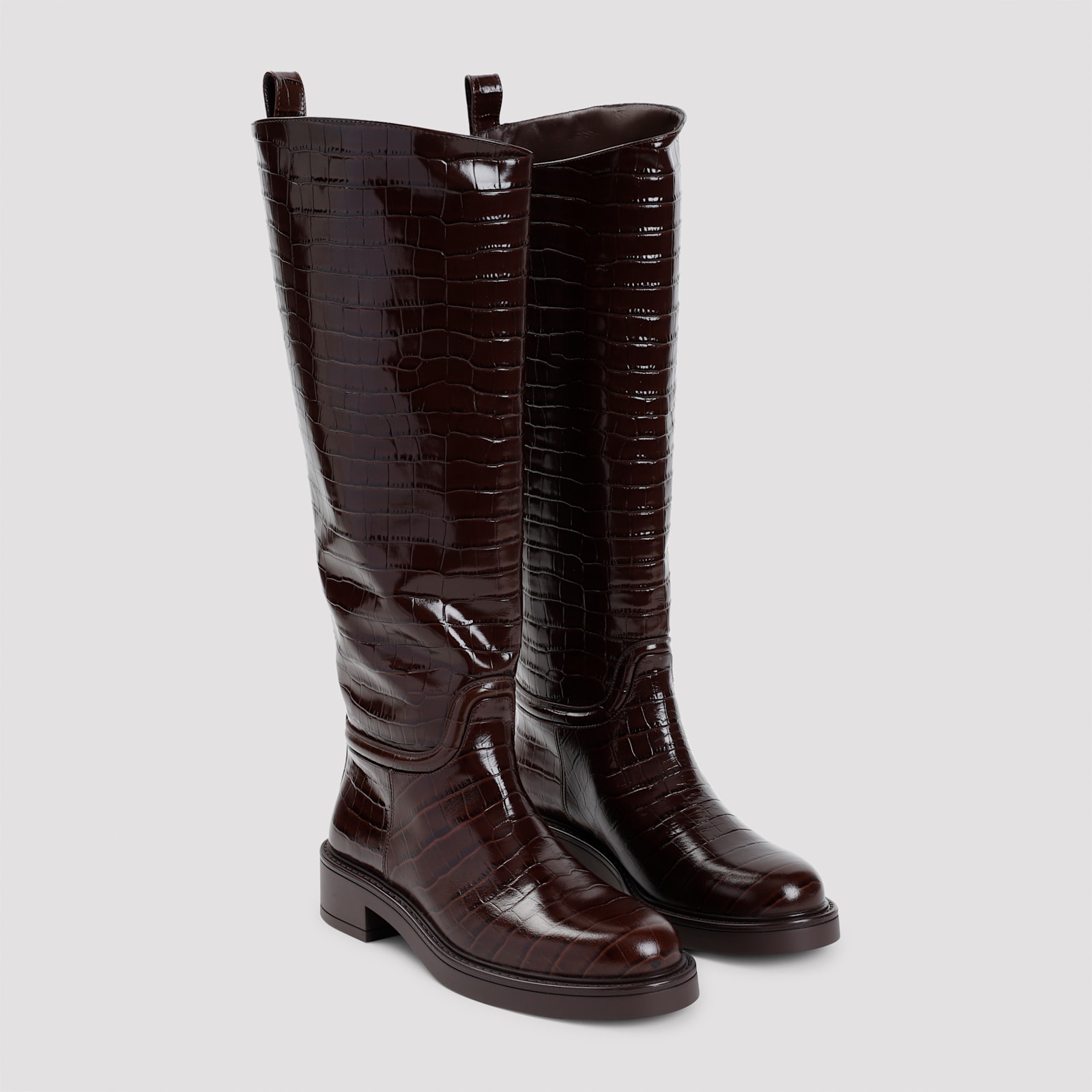 Shop Stuart Weitzman Celia Riding Boots In V Walnut Tonal