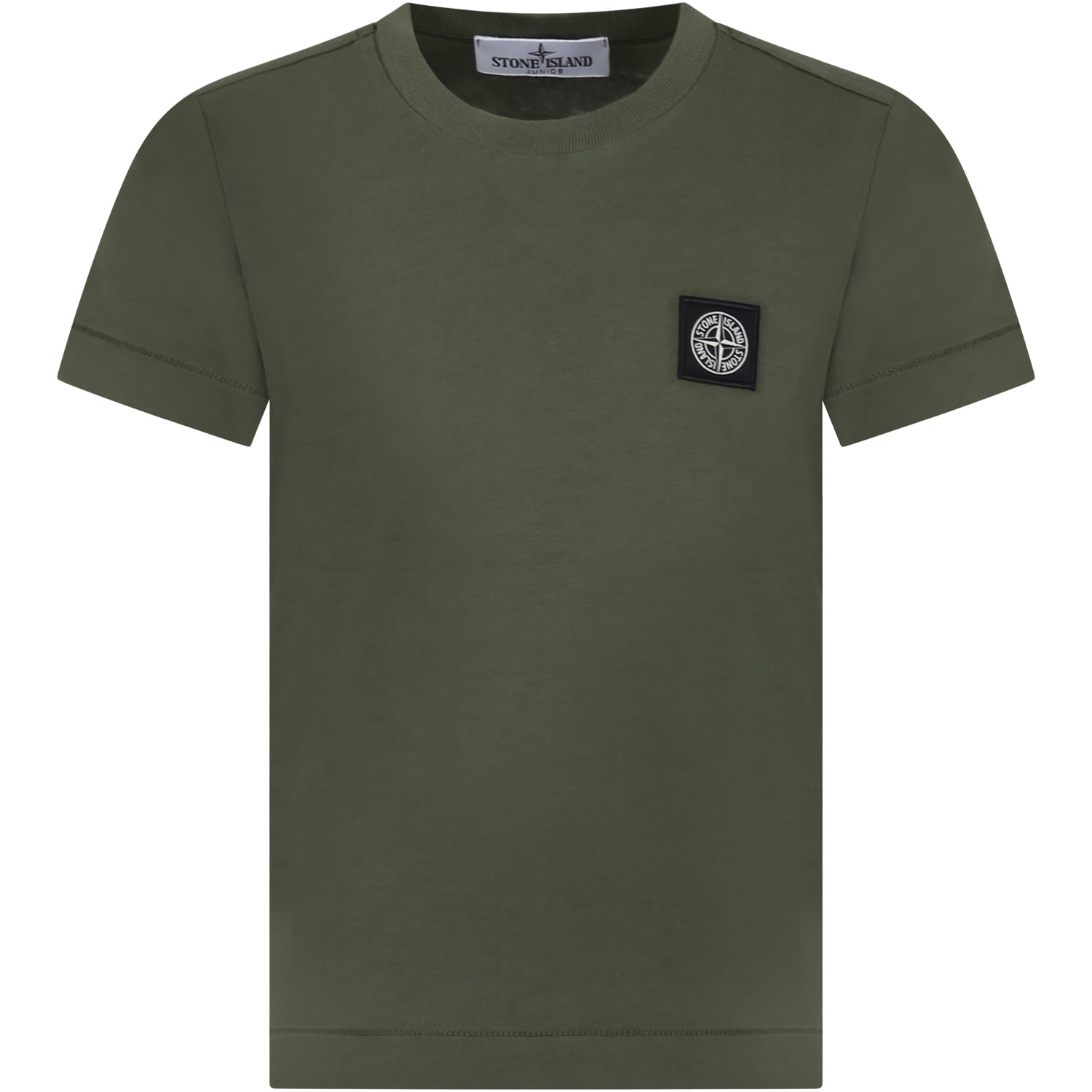 Stone Island Junior Kids' Green T-shirt For Boy With Logo In Verde