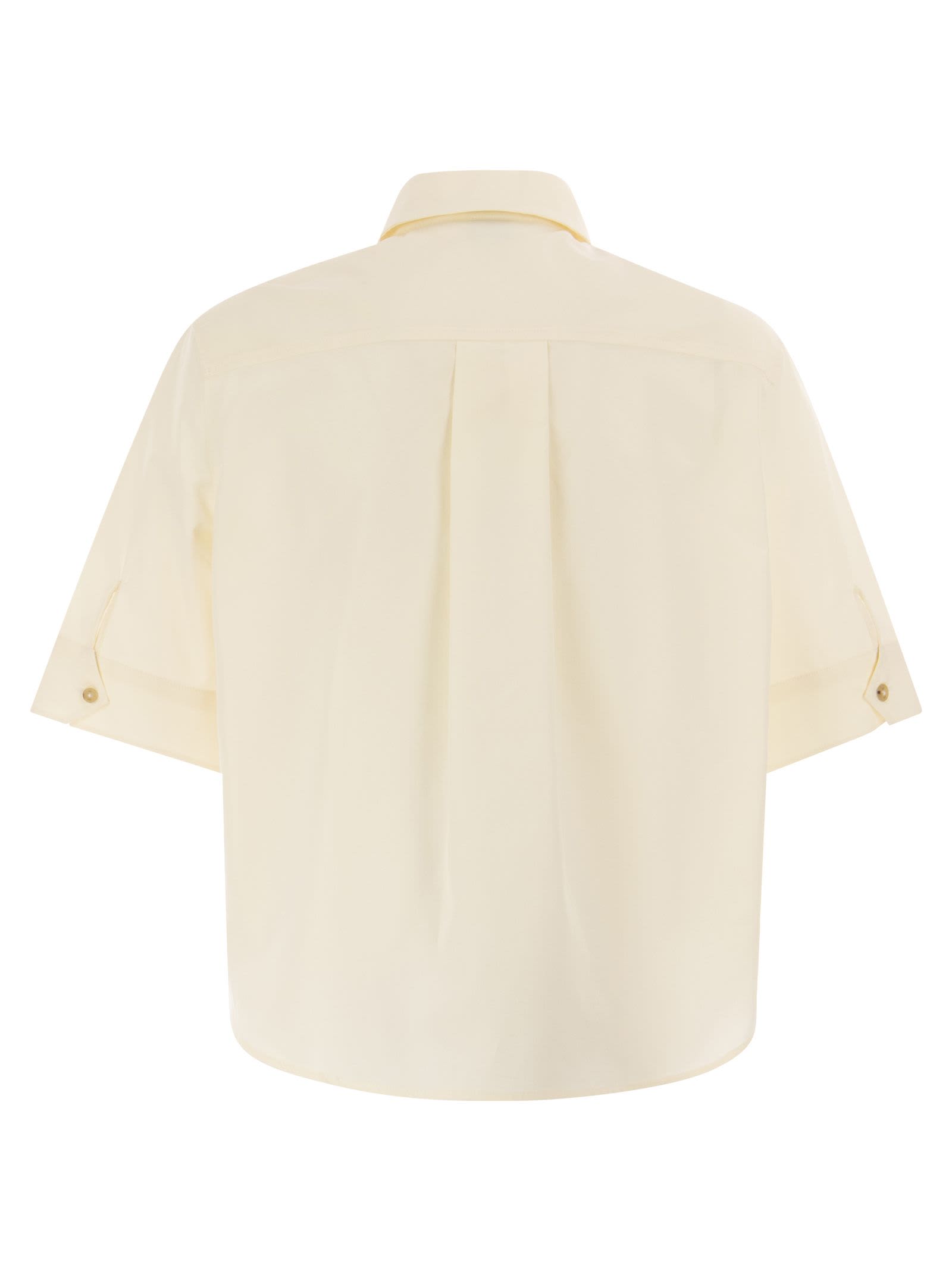 Shop Fay Cropped Cotton Shirt In Panna