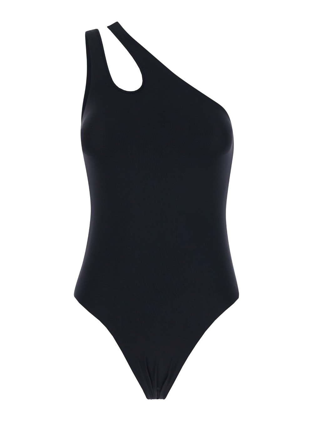 Black Cut Out Swimsuit In Techno Fabric Stretch Woman