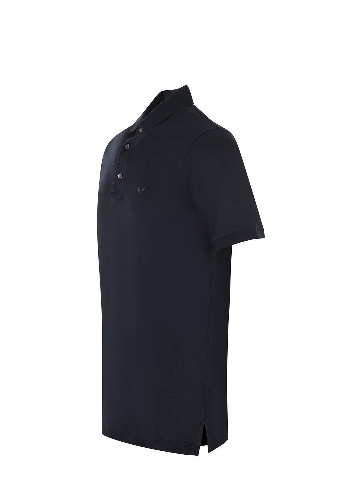Shop Emporio Armani Logo Printed Short Sleeved Polo Shirt