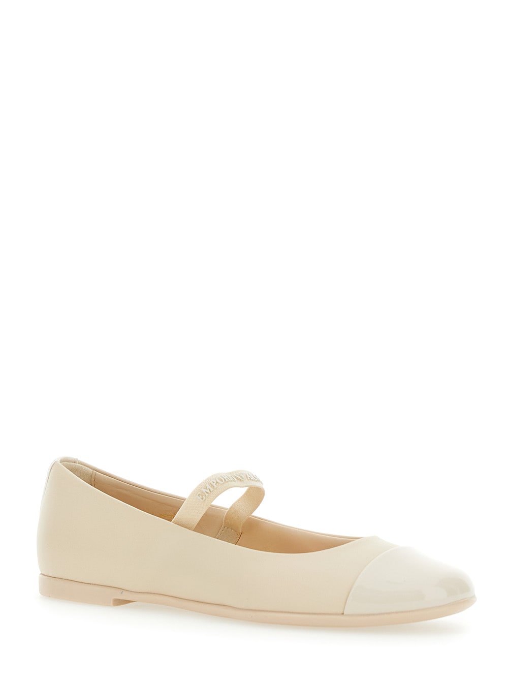 Emporio Armani Nappa-leather Ballerinas With Patent Leather Toe In Neutral