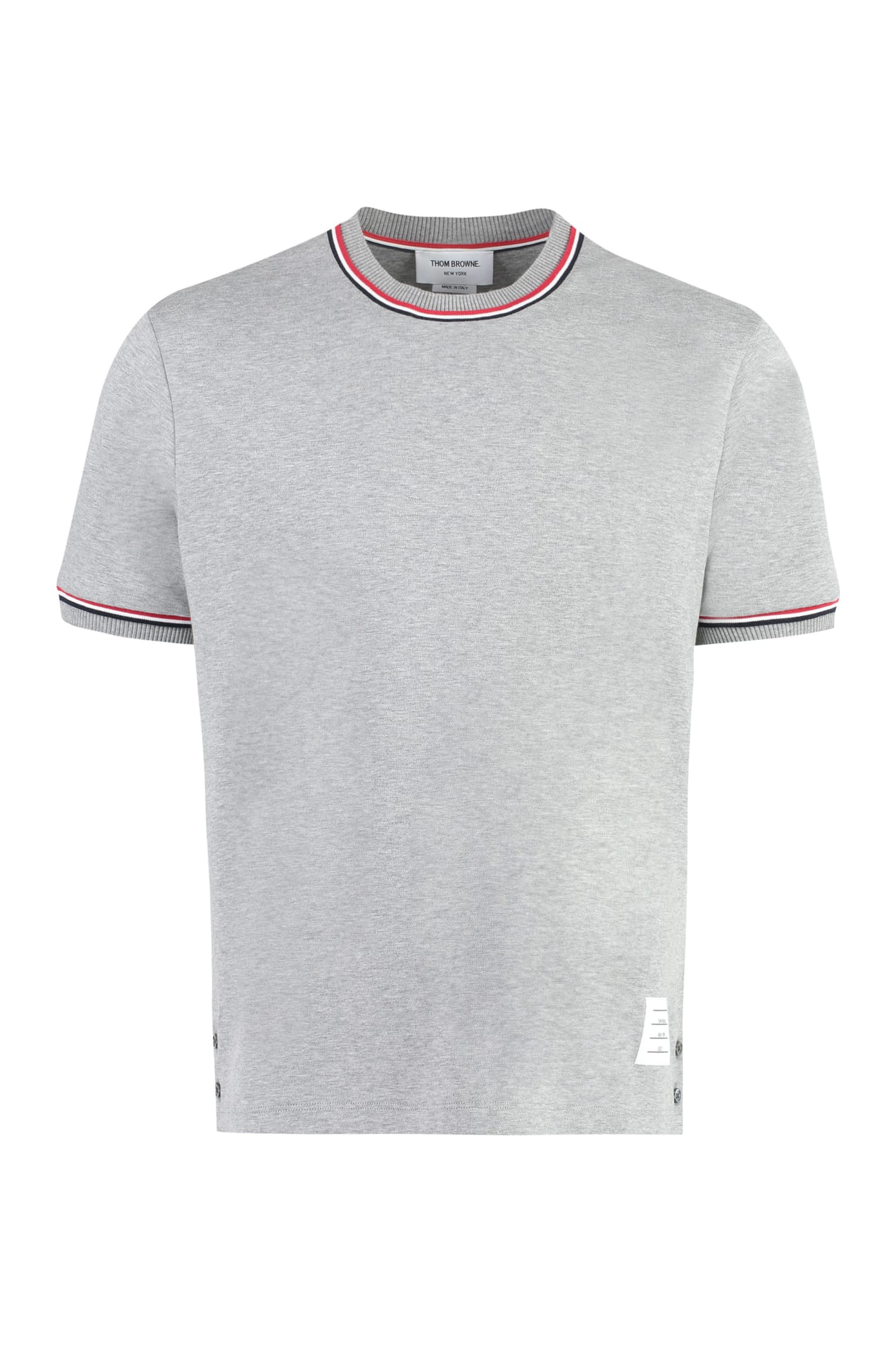 Thom Browne Grey Short Sleeve Crew Neck T-shirt In Cotton Man In Grey