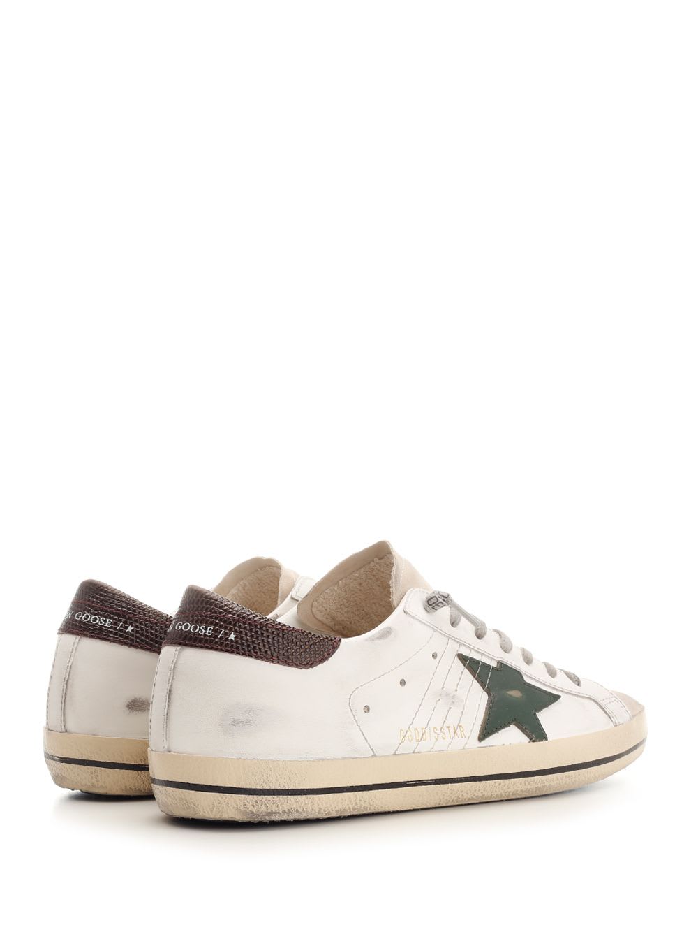 Shop Golden Goose Super Star Sneakers In White/seedpearl/green/brown