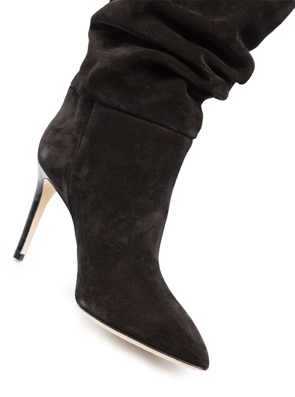 Shop Paris Texas Black Slouchy Pointed Boots With Stiletto Heel In Suede Woman