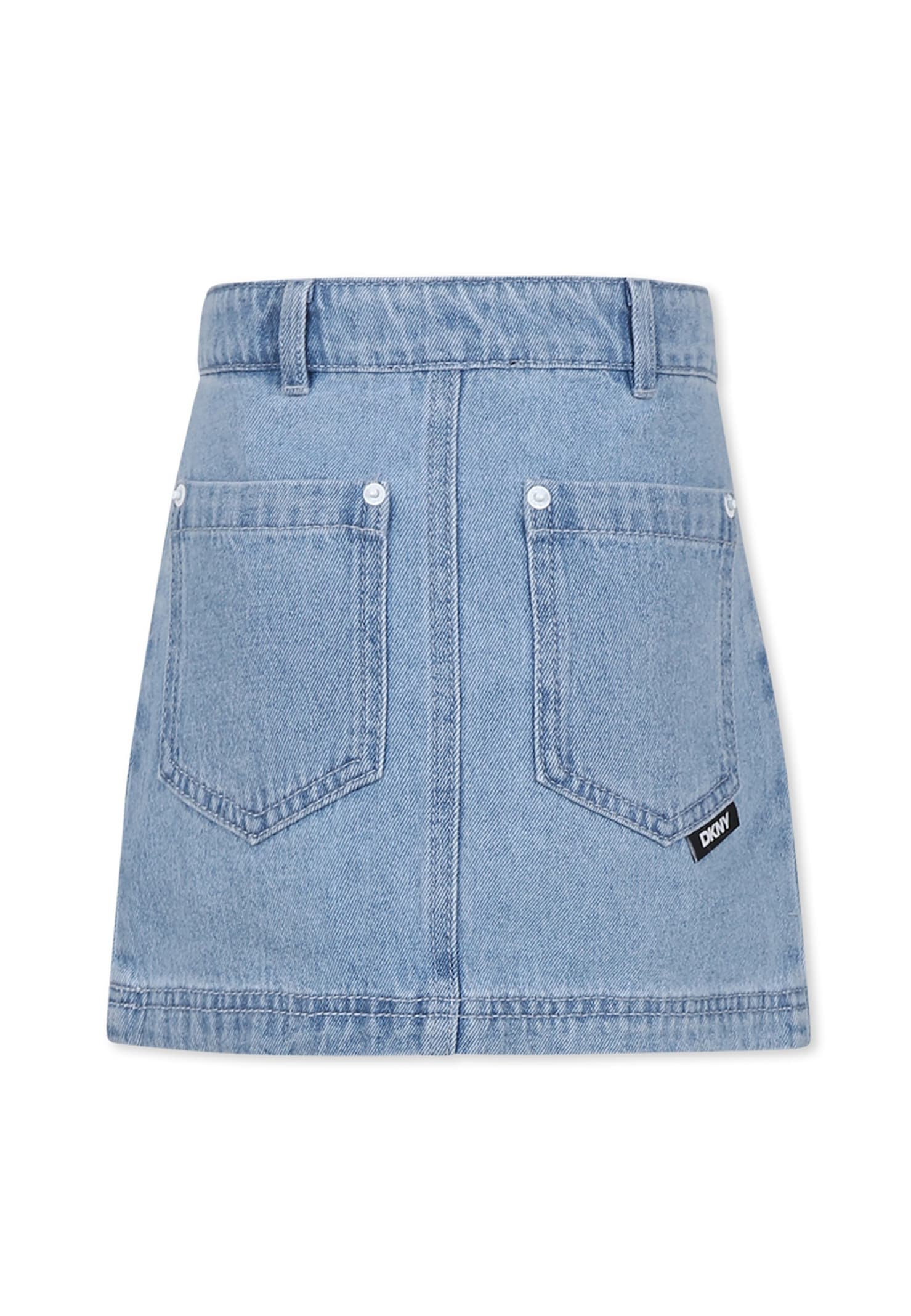 Dkny Denim Skirt For Girl With Sequins In Denim