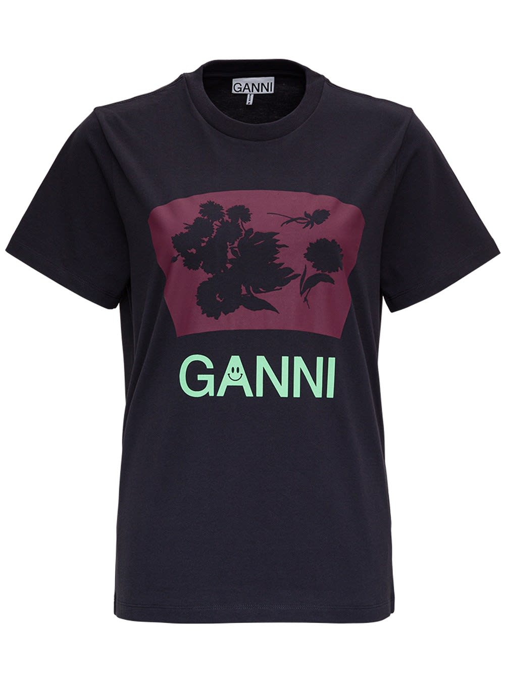 Click to view more detailed imagery on our partner's website Ganni Jersey T-shirt With Front Print In Black