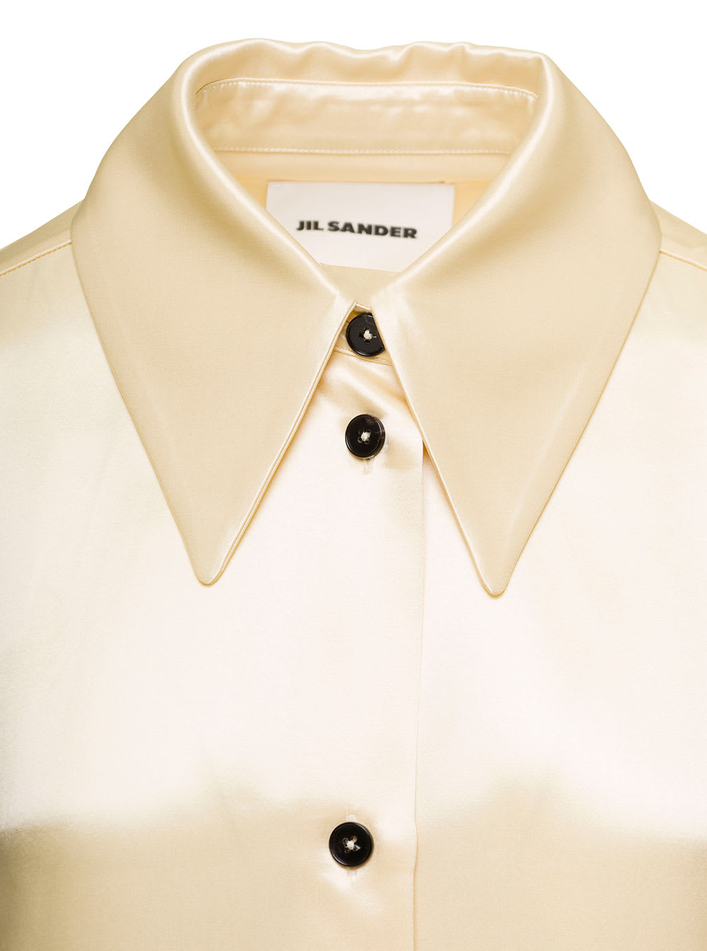 Shop Jil Sander Ivory Loose Shirt With Pointed Collar In Silk Woman In Neutrals