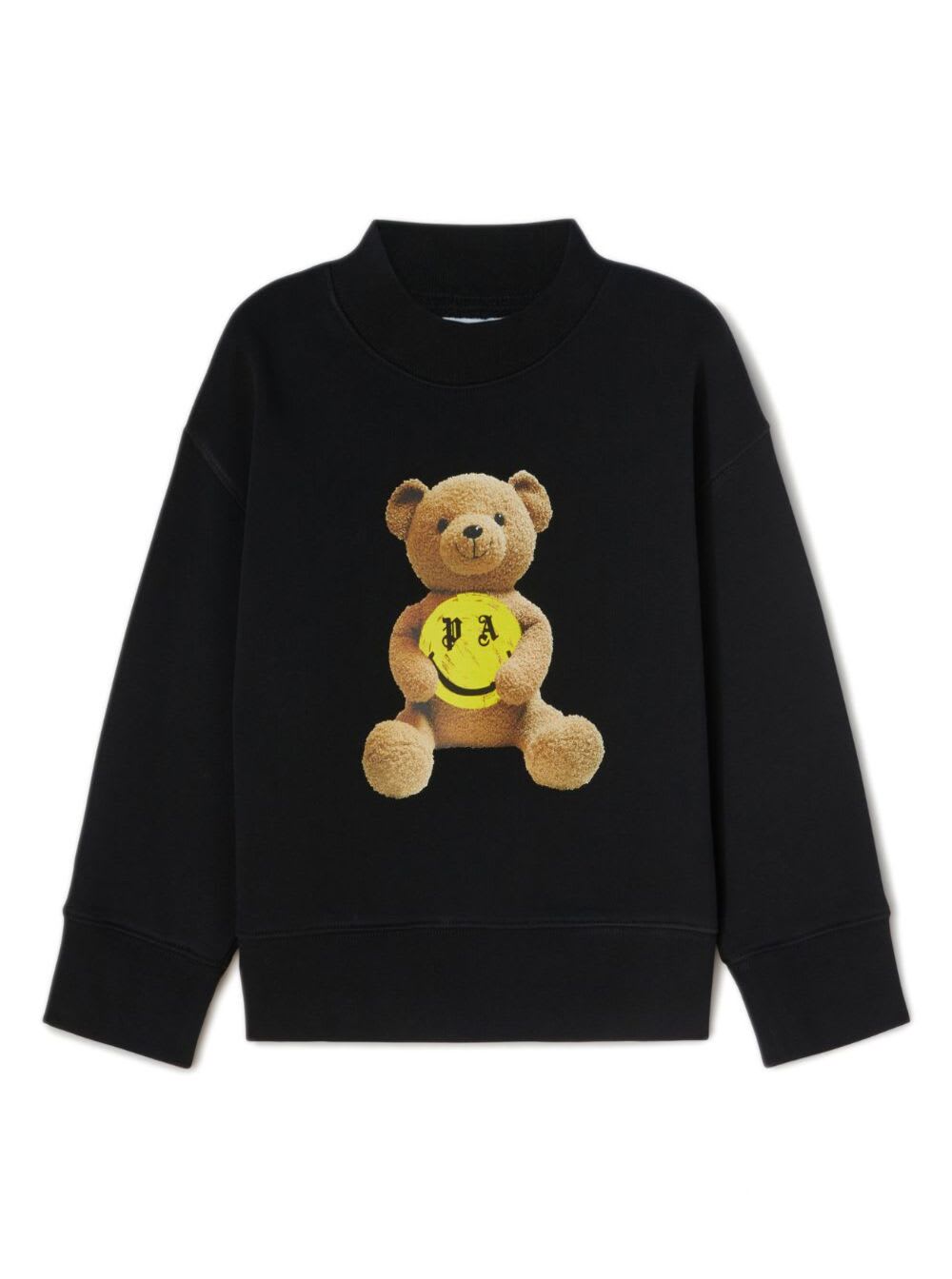 Shop Palm Angels Black Smiley Bear With Maxi Print And Logo In Cotton Boy
