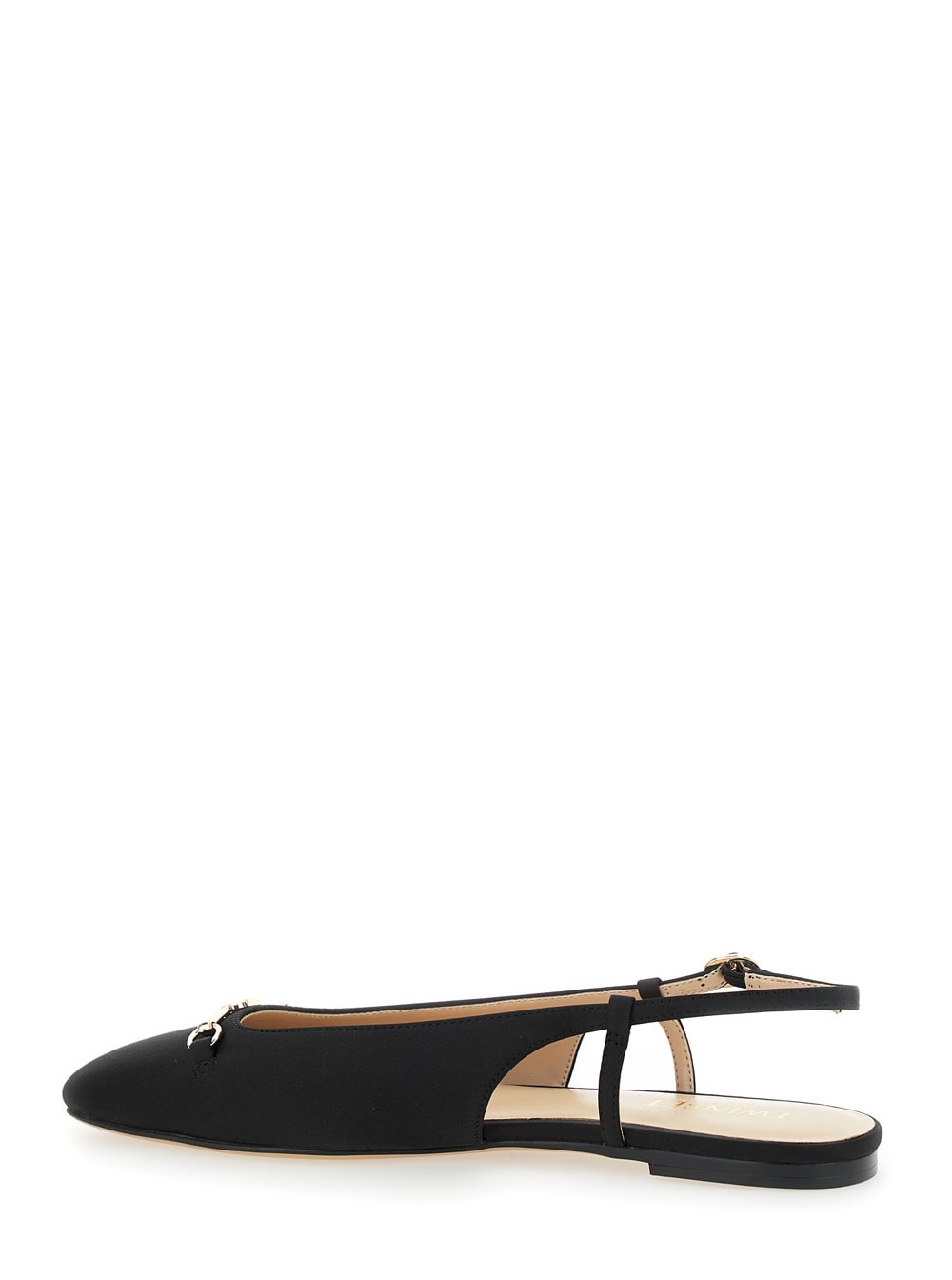 Twinset Black Ballet Shoes With Square Toe And Logo Plaque On The Front In Tech Fabric Woman In Black