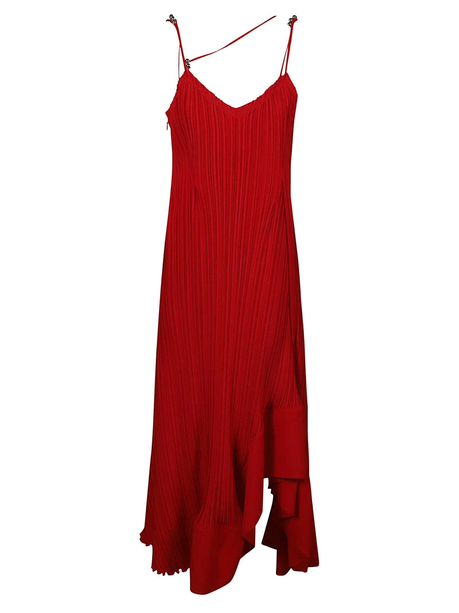 Shop Lanvin Pleated Sleeveless Dress In Flame