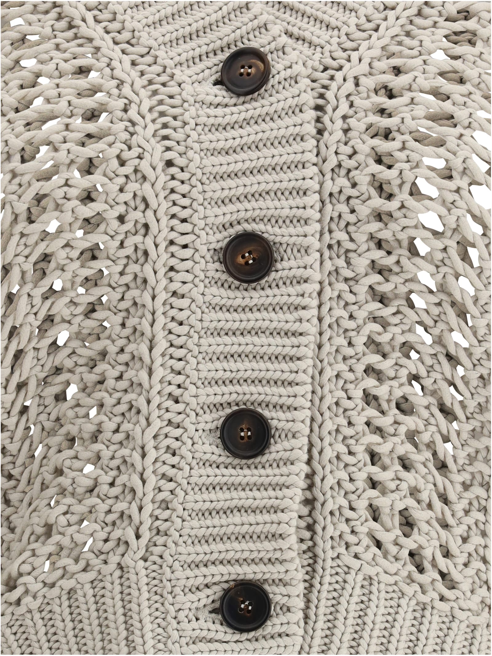 Brunello Cucinelli Cardigan In Perforated Women's Knit In Quarzo