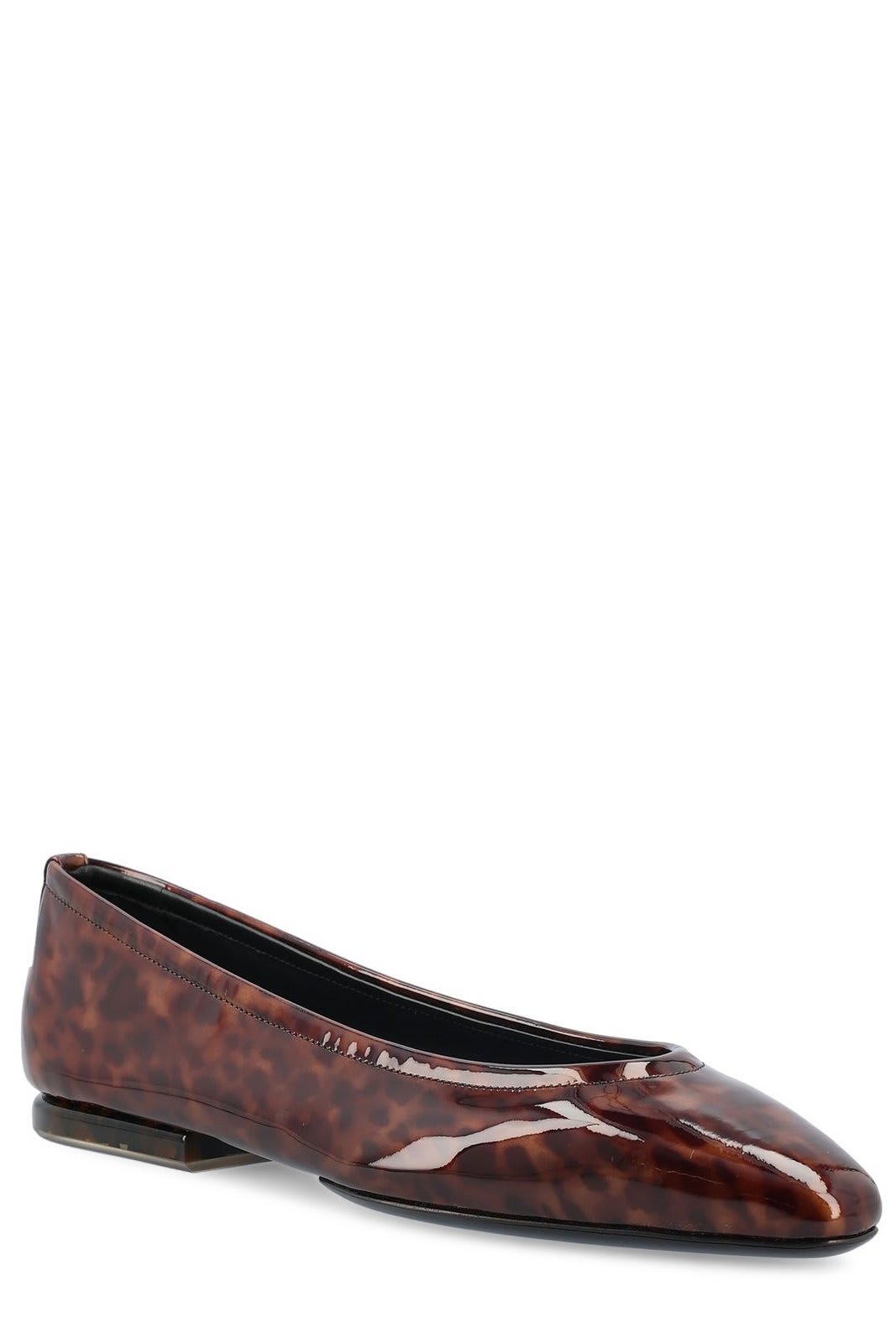 Shop Loro Piana Primula Slip-on Ballet Flats In Brown Patent Animalier