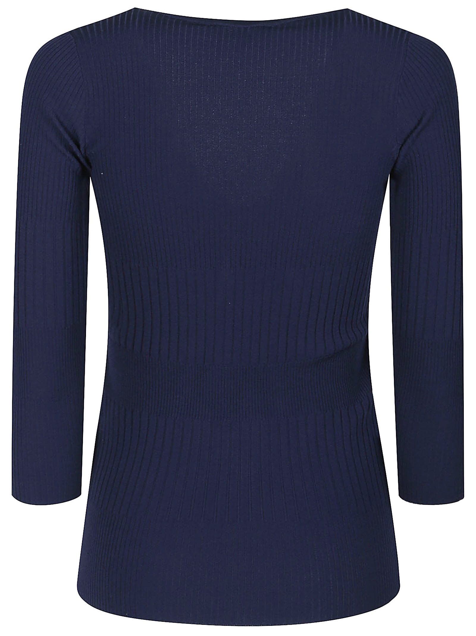 Elisabetta Franchi Ribbed V-neck Sweater In Blue