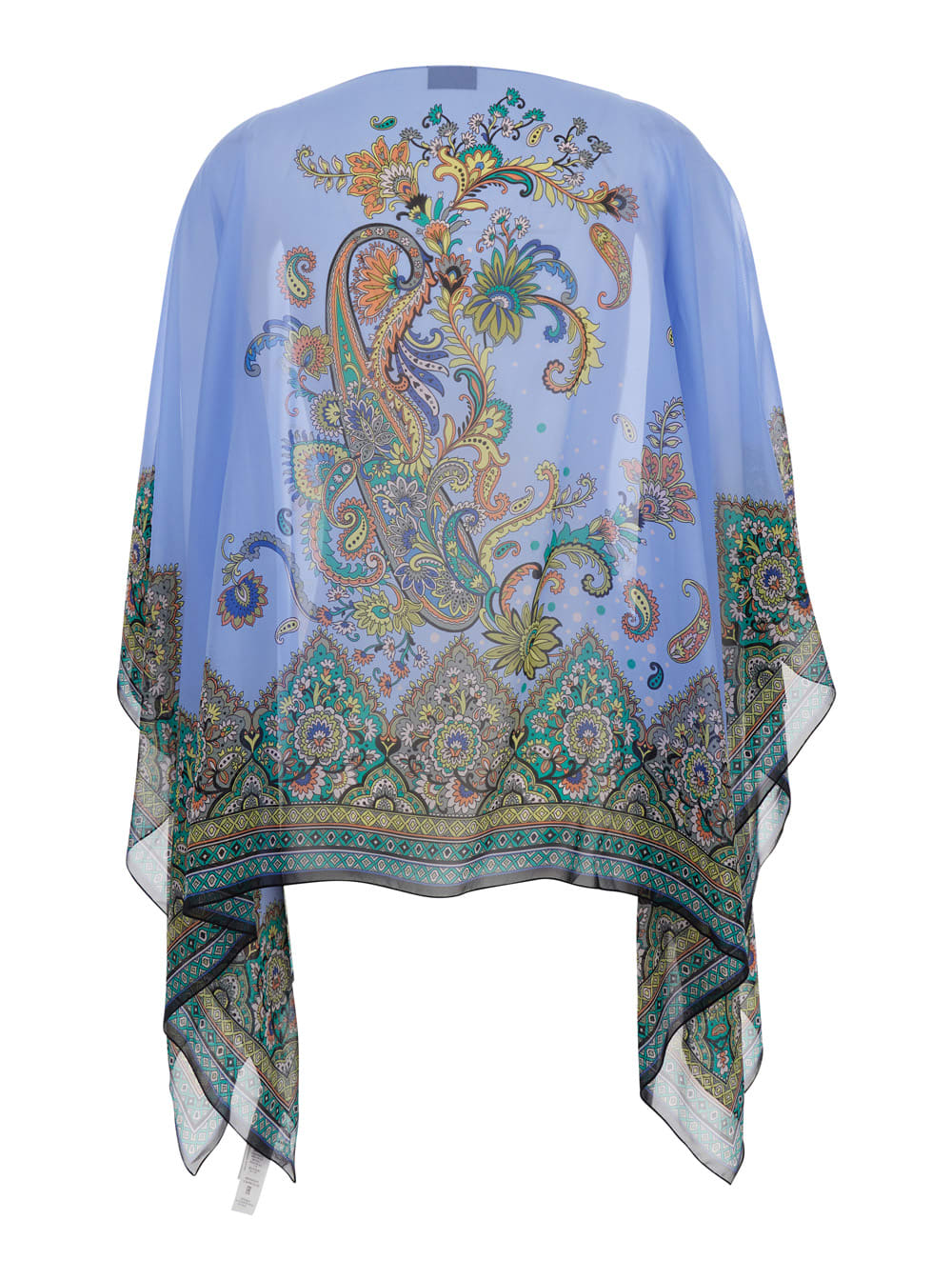 Etro Blue Cape With All-over Paisley Print In Silk Woman In Multicolor