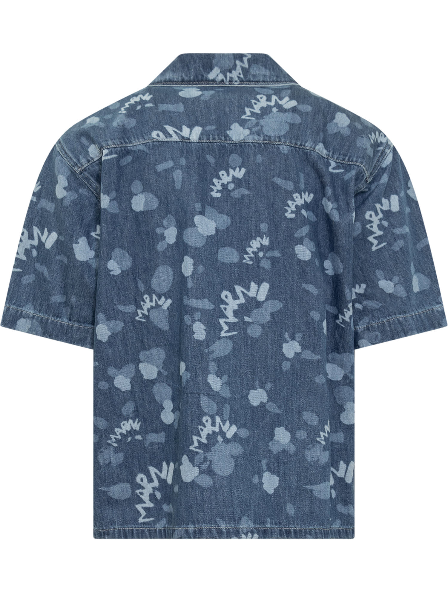 Shop Marni Dripping Shirt In Iris Blue