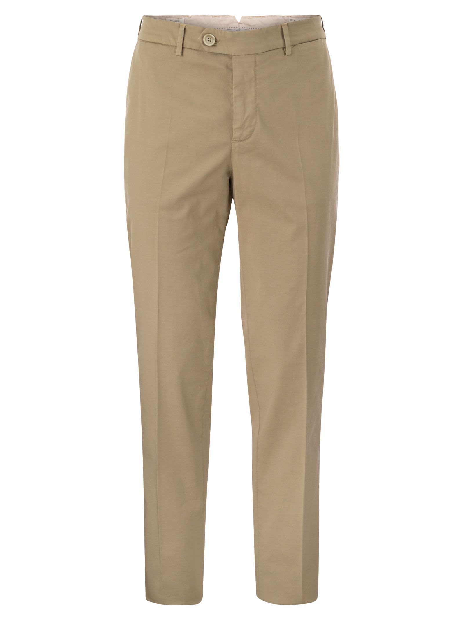 Shop Brunello Cucinelli Italian Fit Cotton Gabardine Trousers In Beige