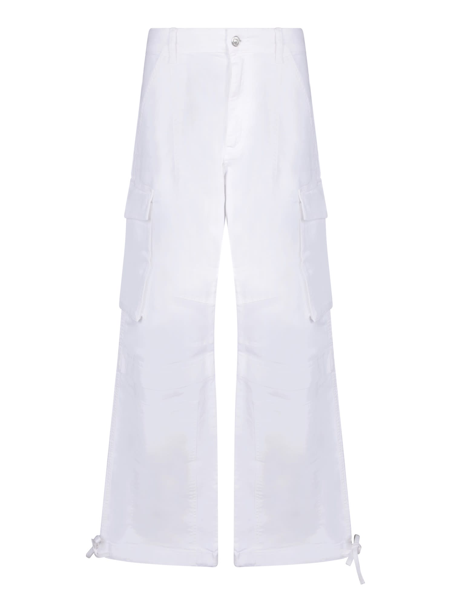 Shop Moschino Bull Cotton Cargo Trousers White