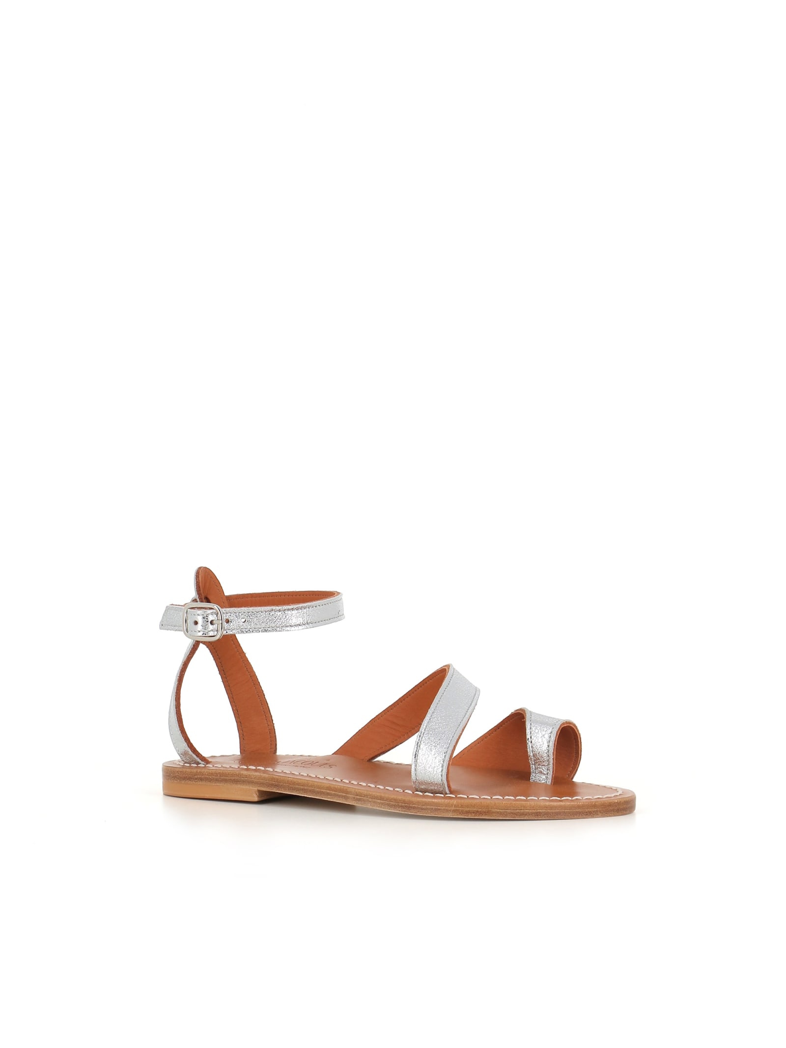 Shop Kjacques Sandal Anaelle In Silver