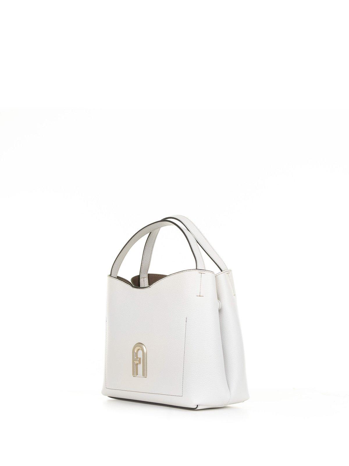 Shop Furla Primula Logo Plaque Tote Bag In S Marshmallow