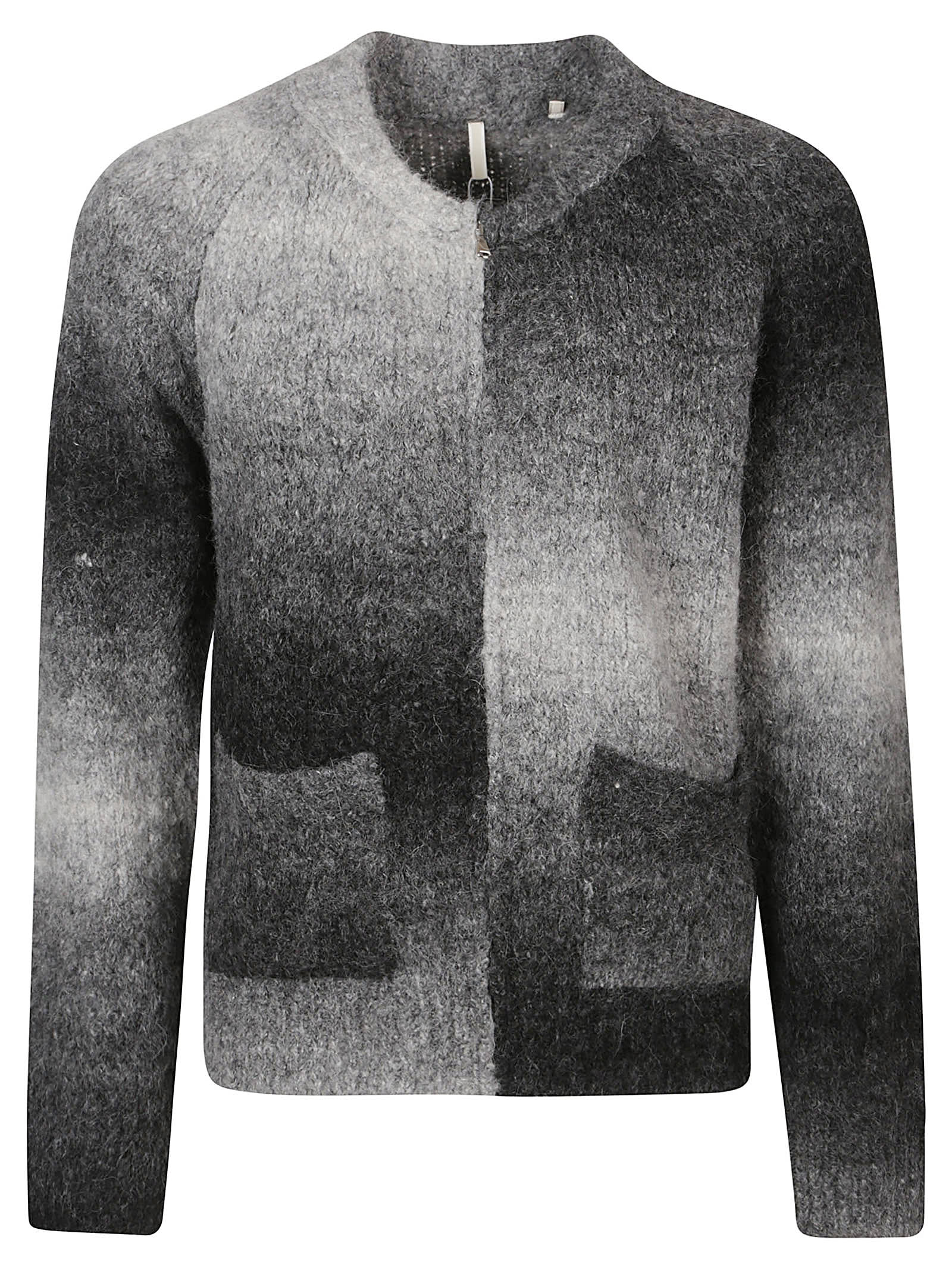 Sunflower Ombre Wool Blend Zip Cardigan In Black
