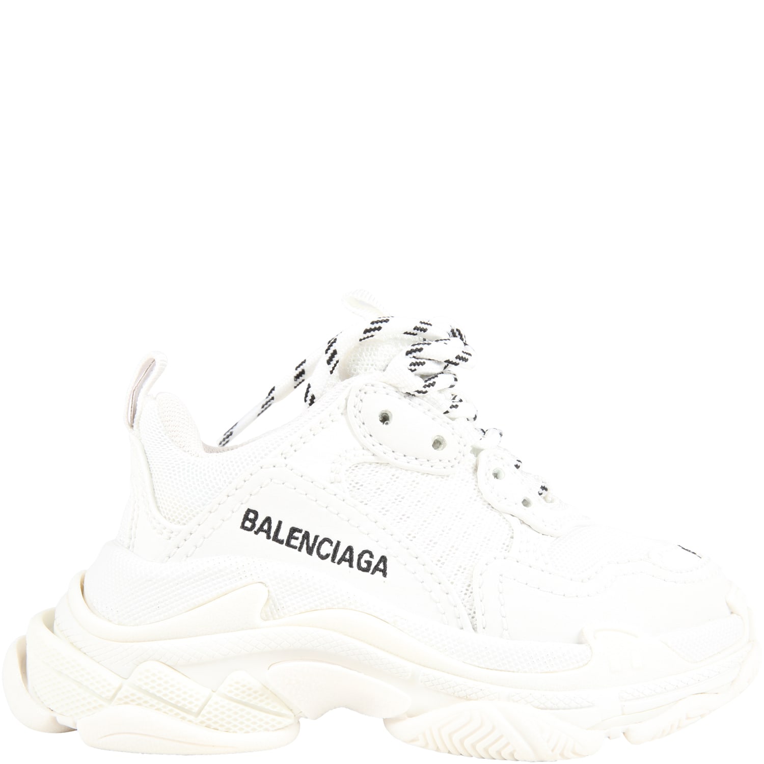 Balenciaga White Sneakers Triple S For Kids With Logo