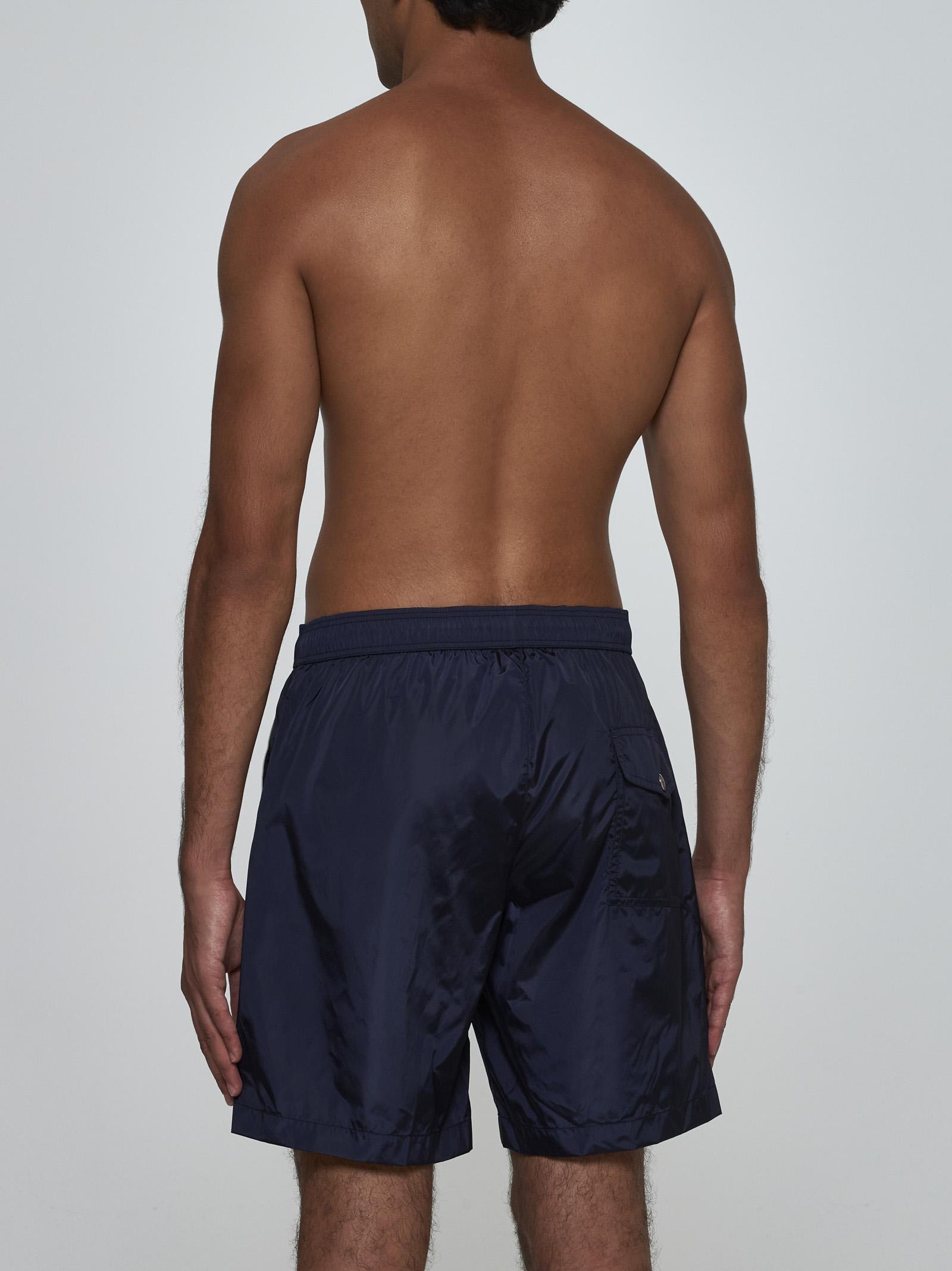 Shop Moncler Logo Swim Shorts