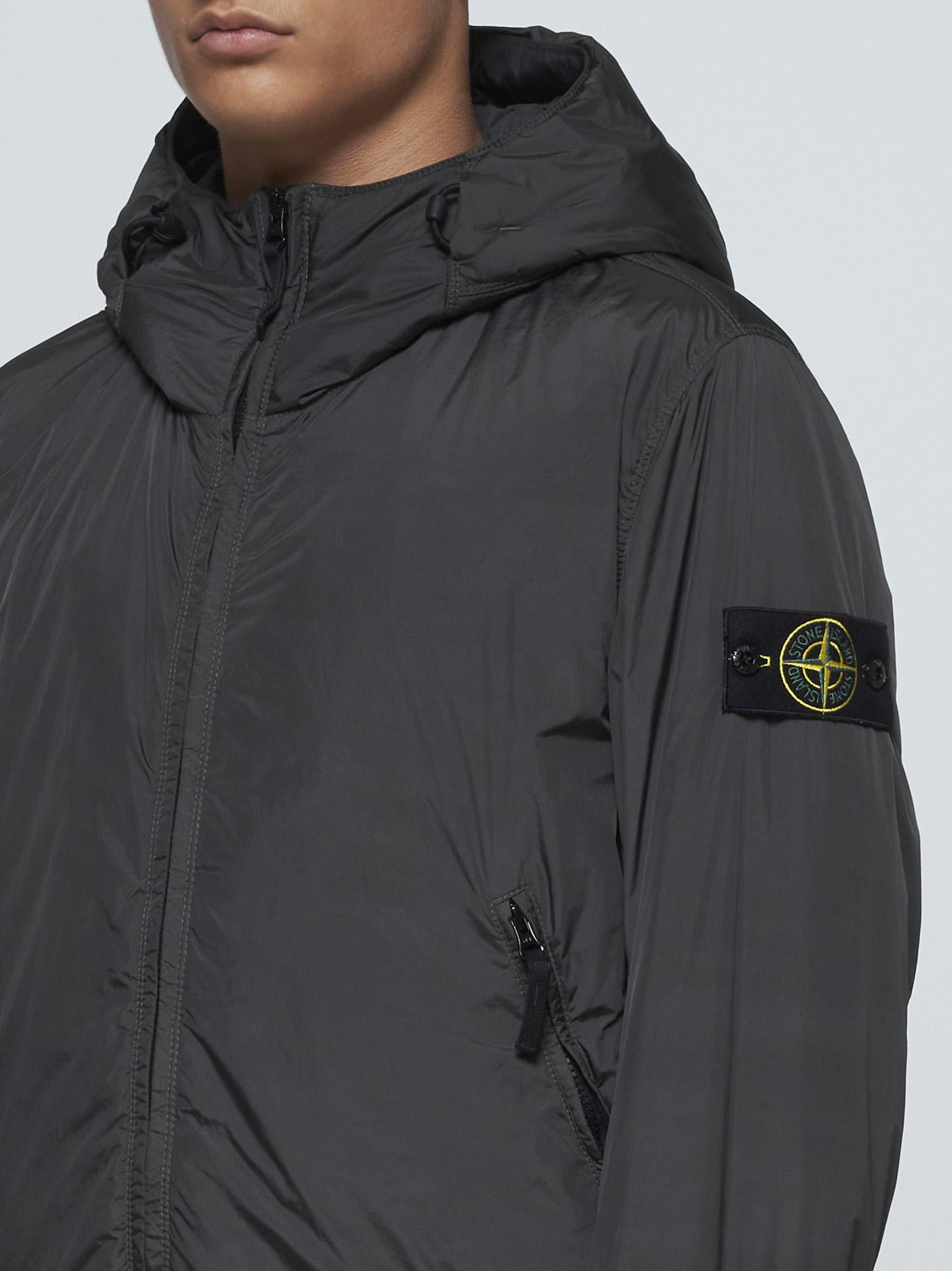 Shop Stone Island Hooded Nylon Down Jacket In Lead Grey