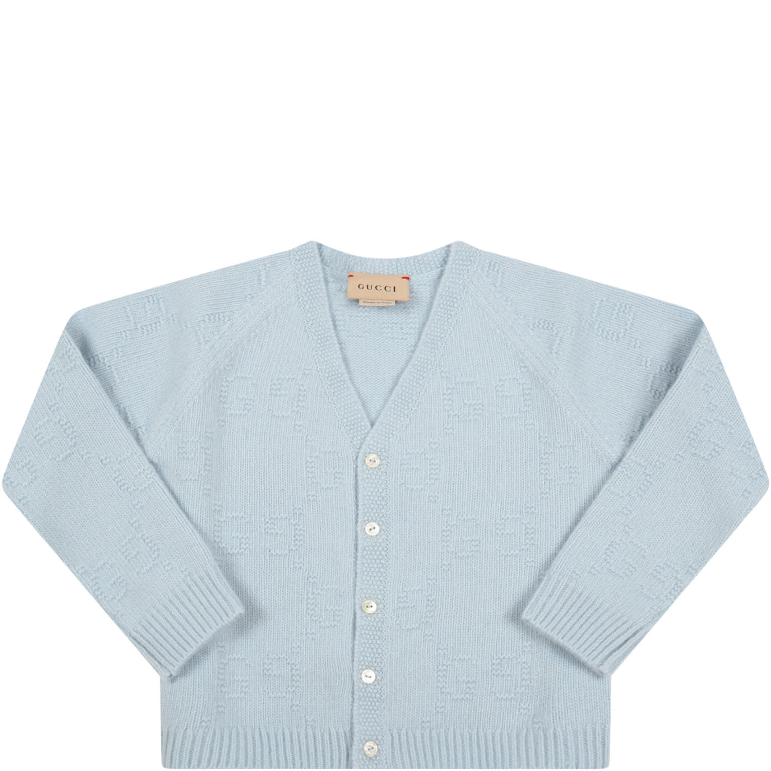 Gucci Light Blue Cardigan For Baby Kids With Double Gg
