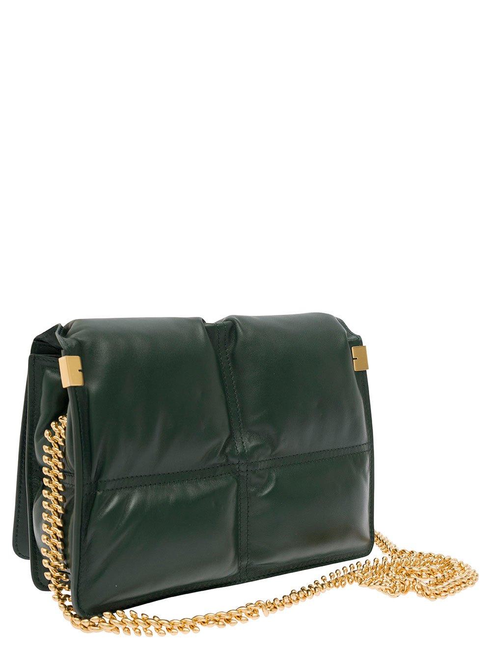 Shop Burberry Snip Quilted Chain-link Crossbody Bag In Vine