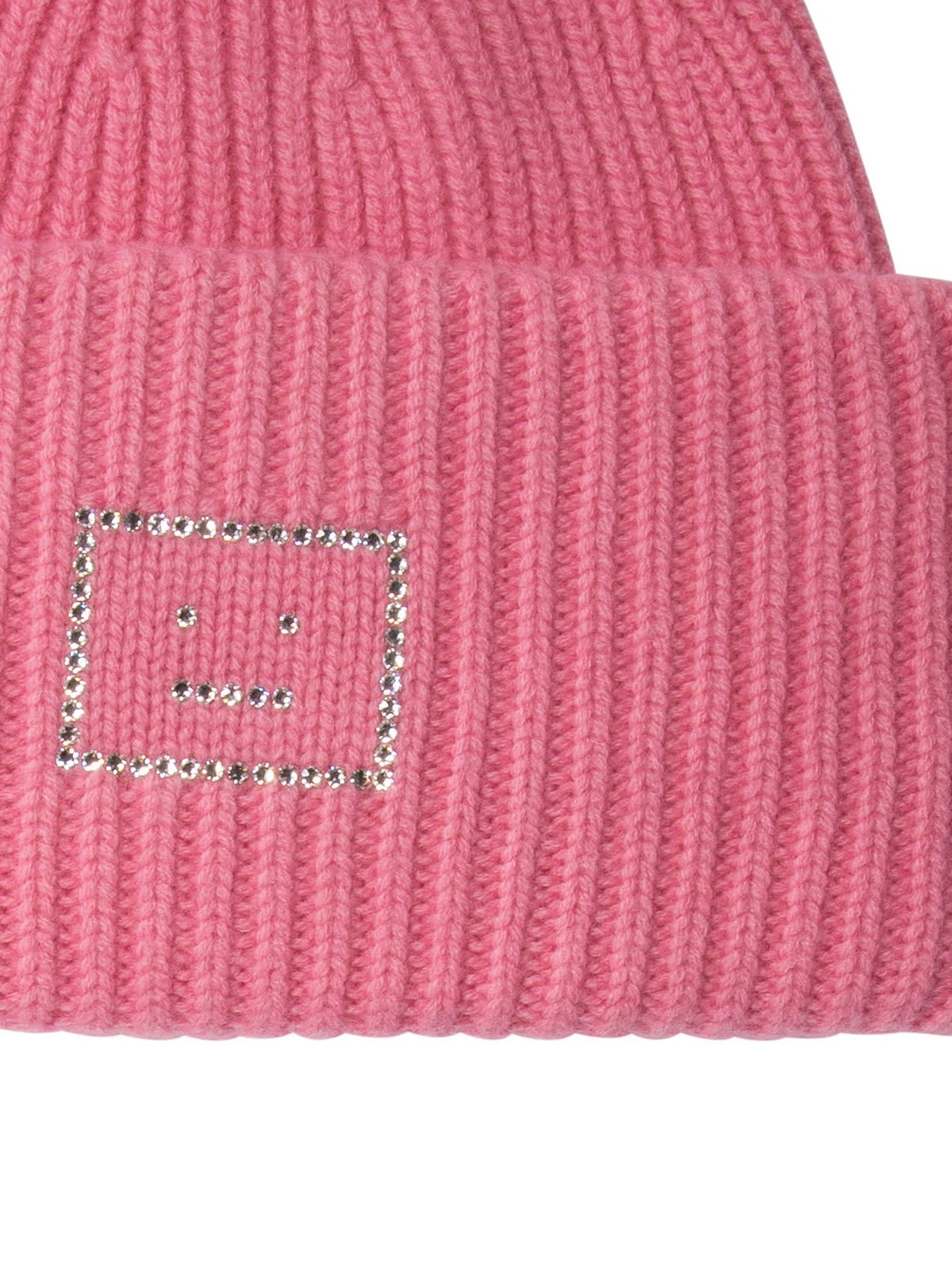 Shop Acne Studios Logo Embellished Ribbed Beanie In Pink