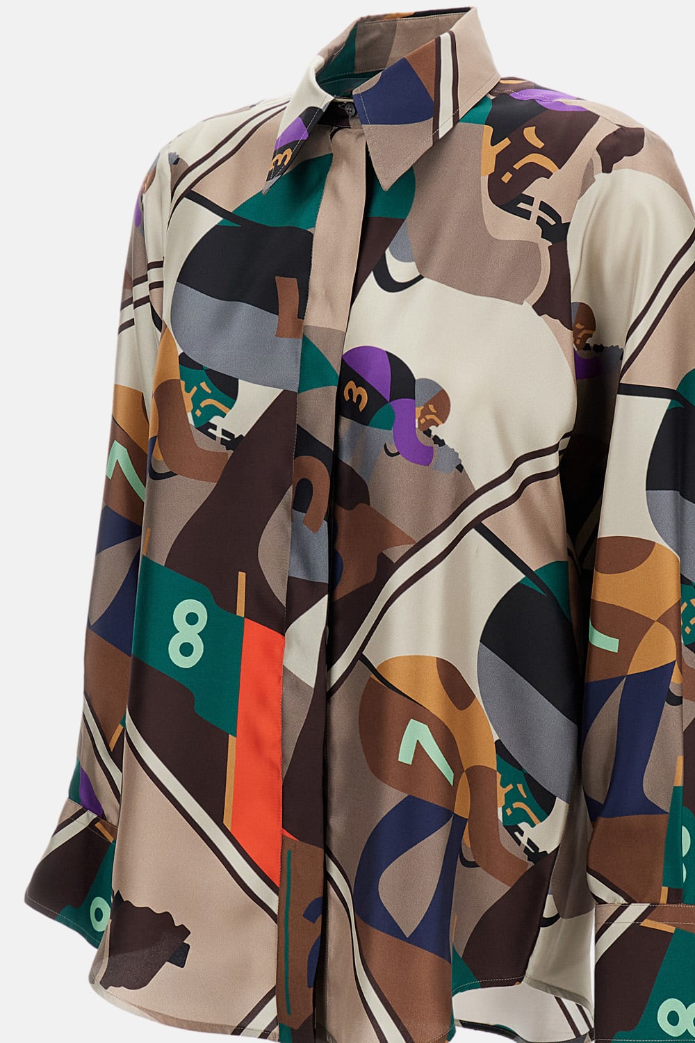 Alberto Biani Classic Silk Skiers Shirt In Neutral