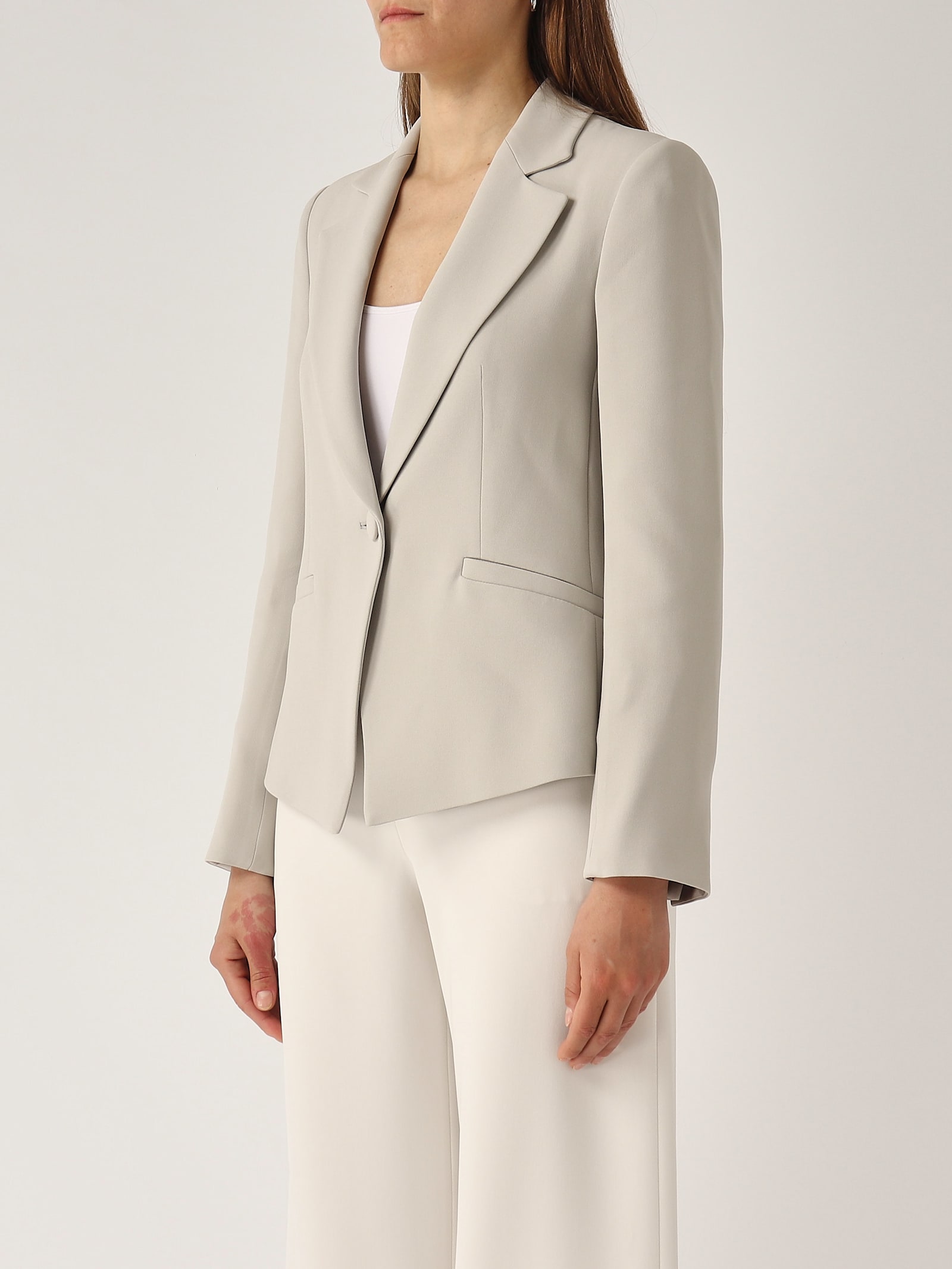 Emporio Armani Lapel Long-sleeved Suit Jacket In Gray
