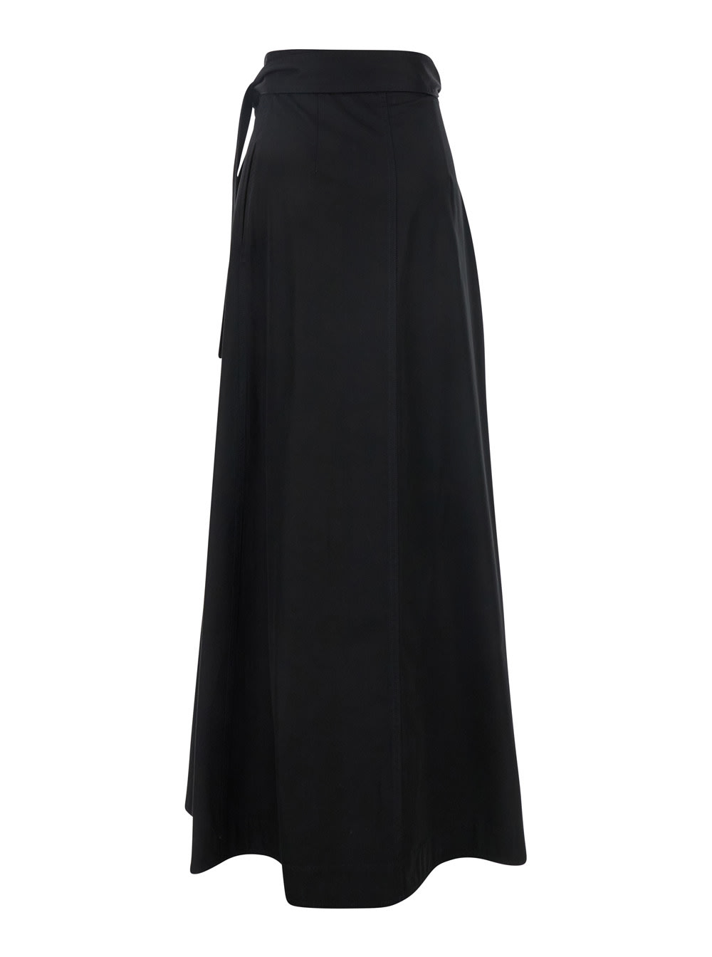 Phoebe Philo Black Wrap Skirt Long Skirt With Pleated Details In Cotton Woman In Black