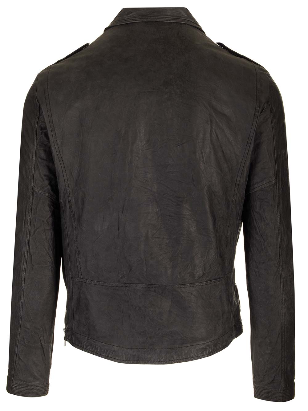 Shop Giorgio Brato Brushed Leather Biker Jacket In Grey