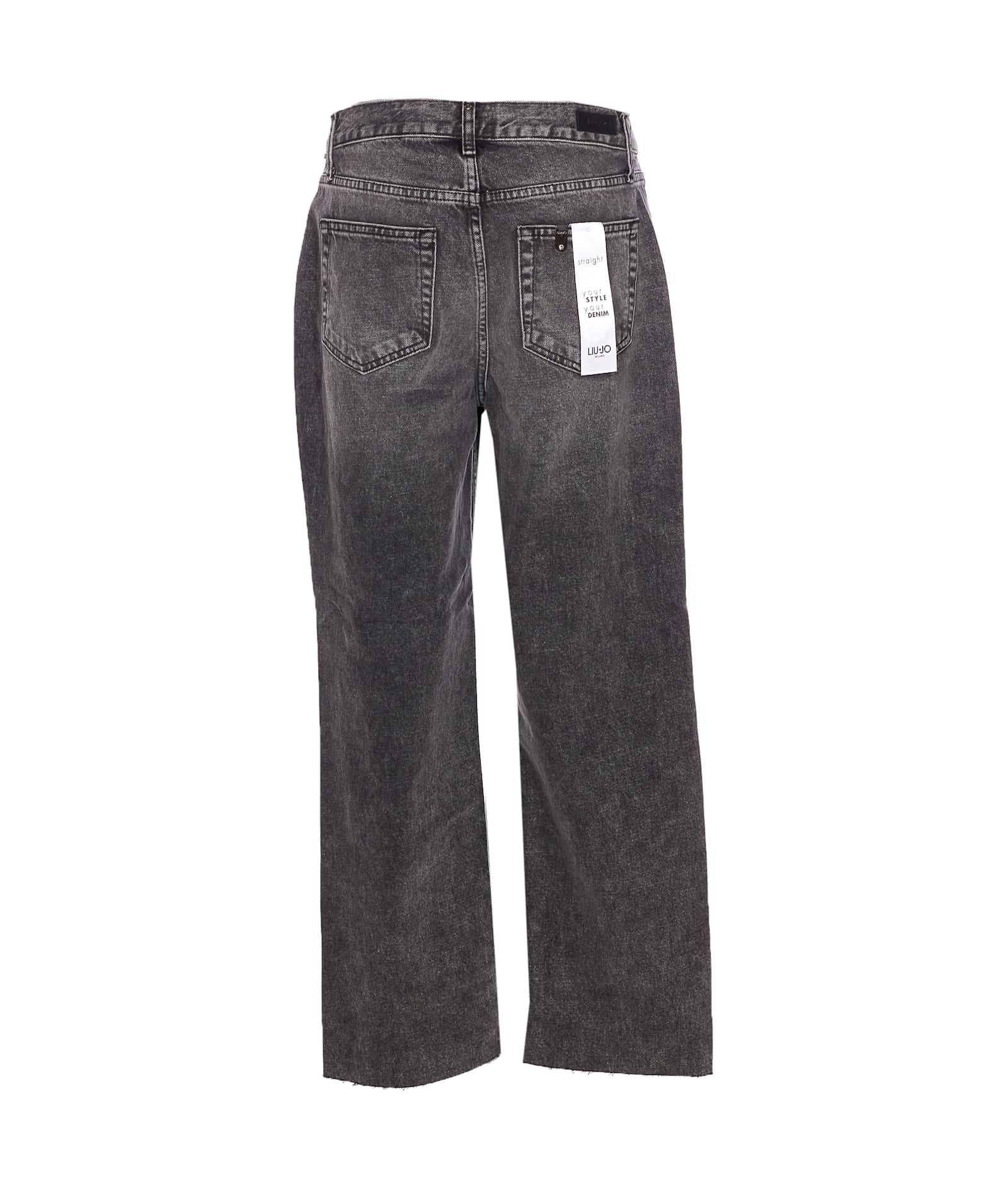 Liu •jo Jeweled Straight Leg Trousers In Gray