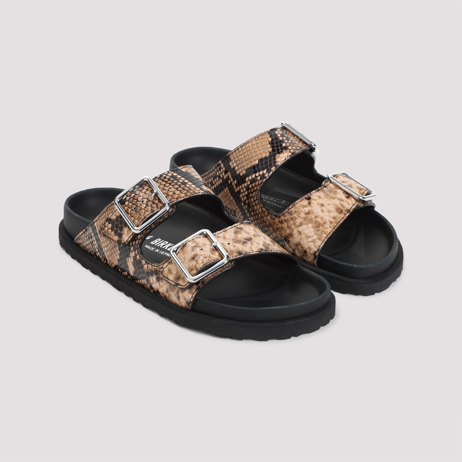Birkenstock Open Toe Heeled Sandals Snakeskin Effect In Naturalsnakebrown