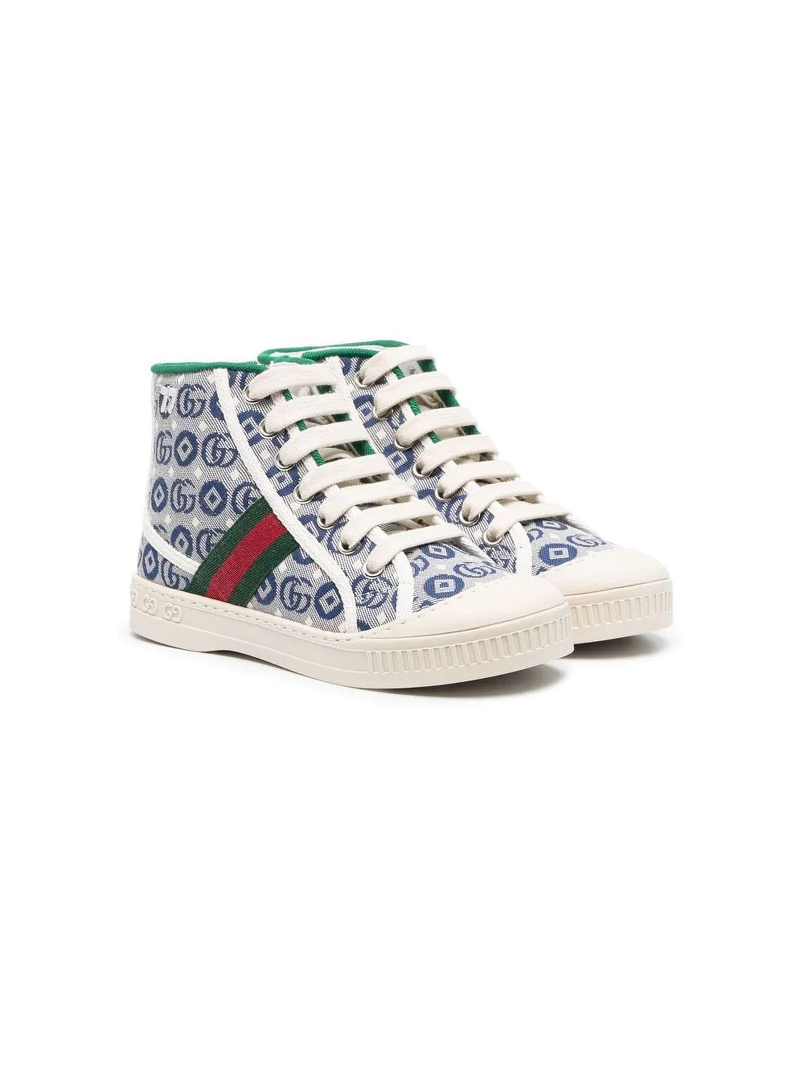 Gucci Blue Fabric Sneakers