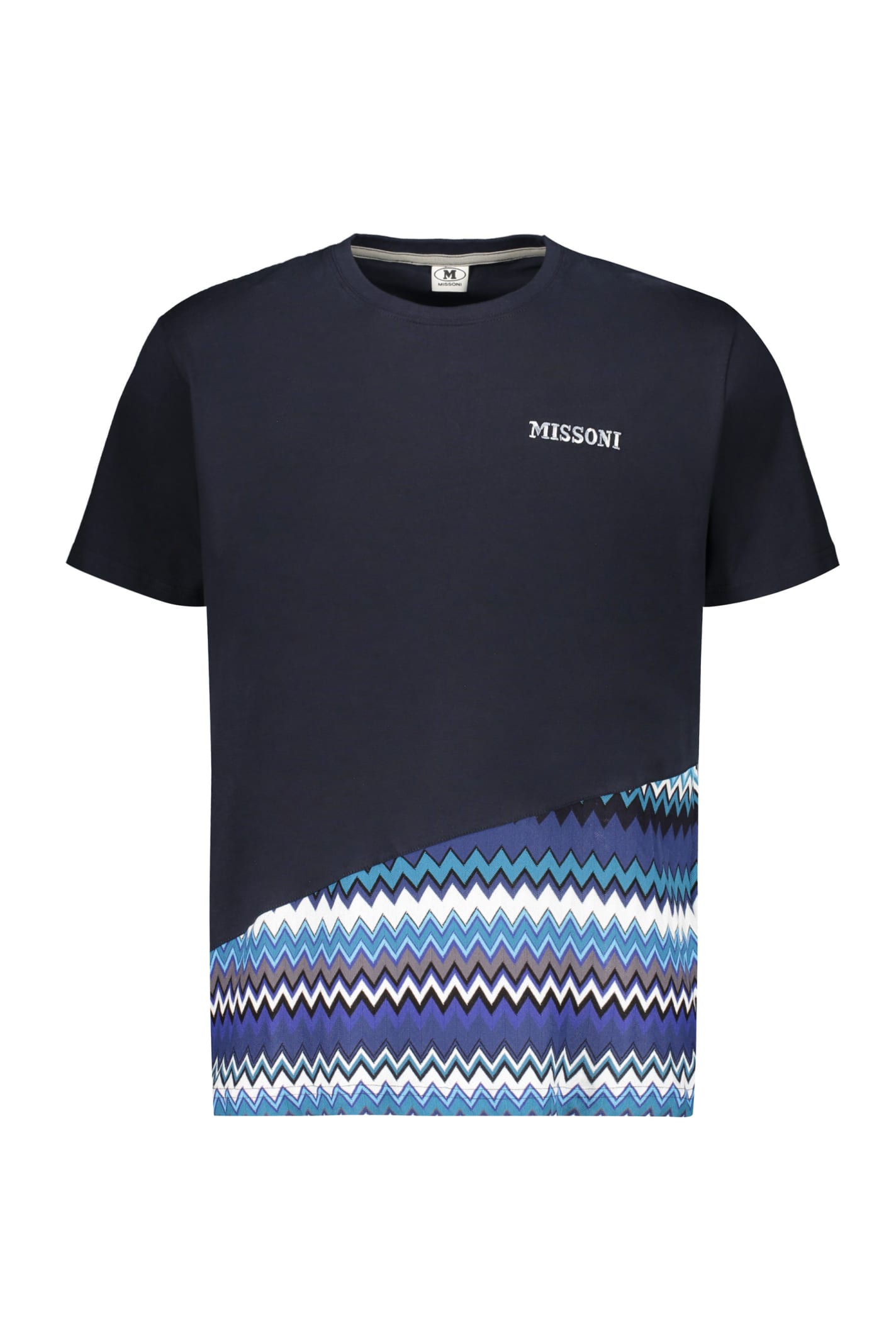 Missoni Logo Cotton T-shirt In Blue