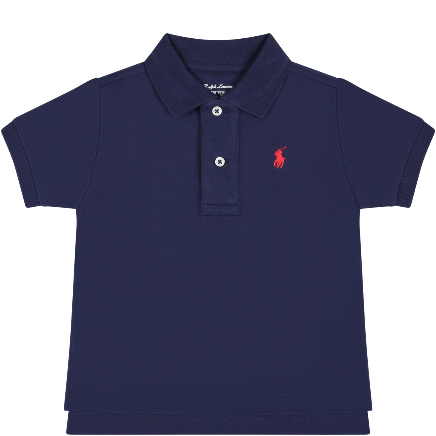 Ralph Lauren Blue Polo-shirt For Baby Boy With Iconic Red Pony
