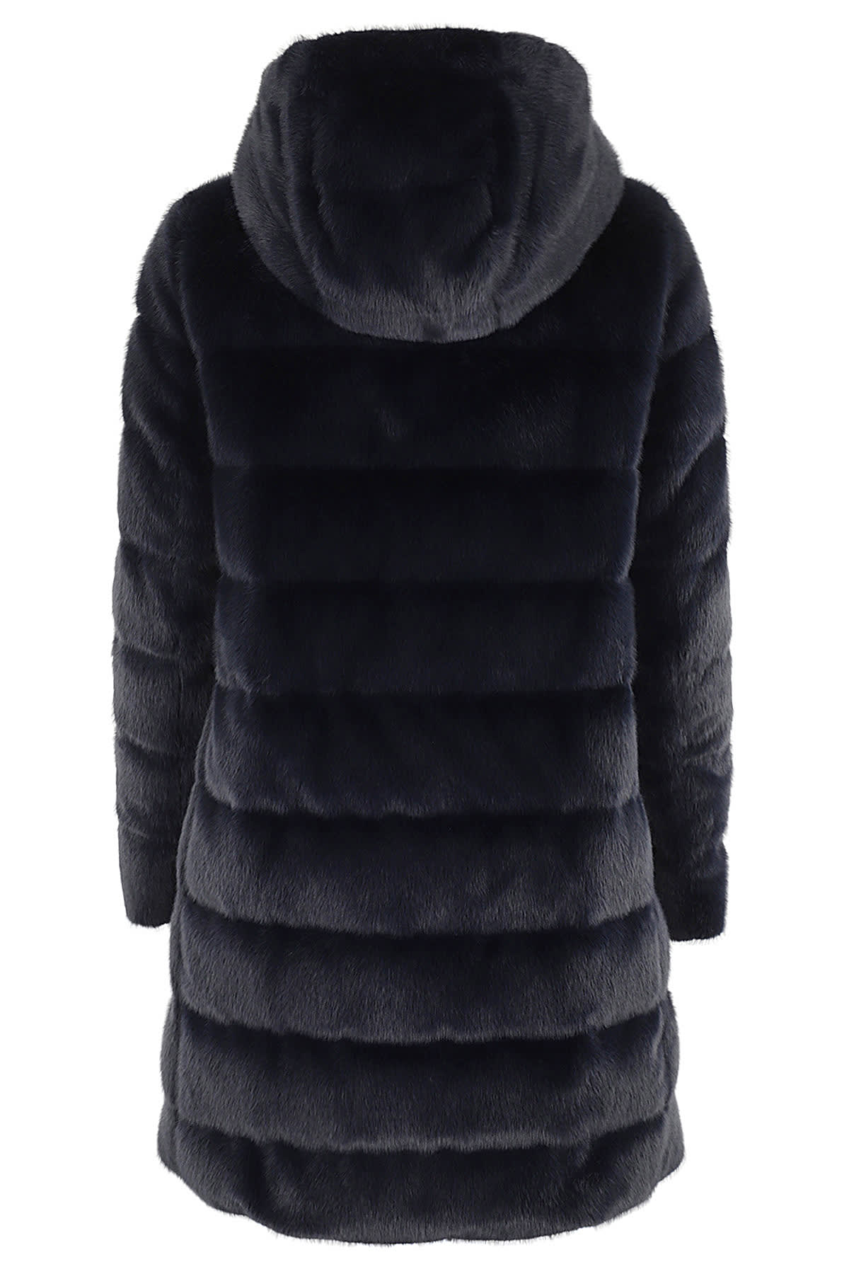 Shop Herno Piumino A Shape In Faux Fur In Blu Navy