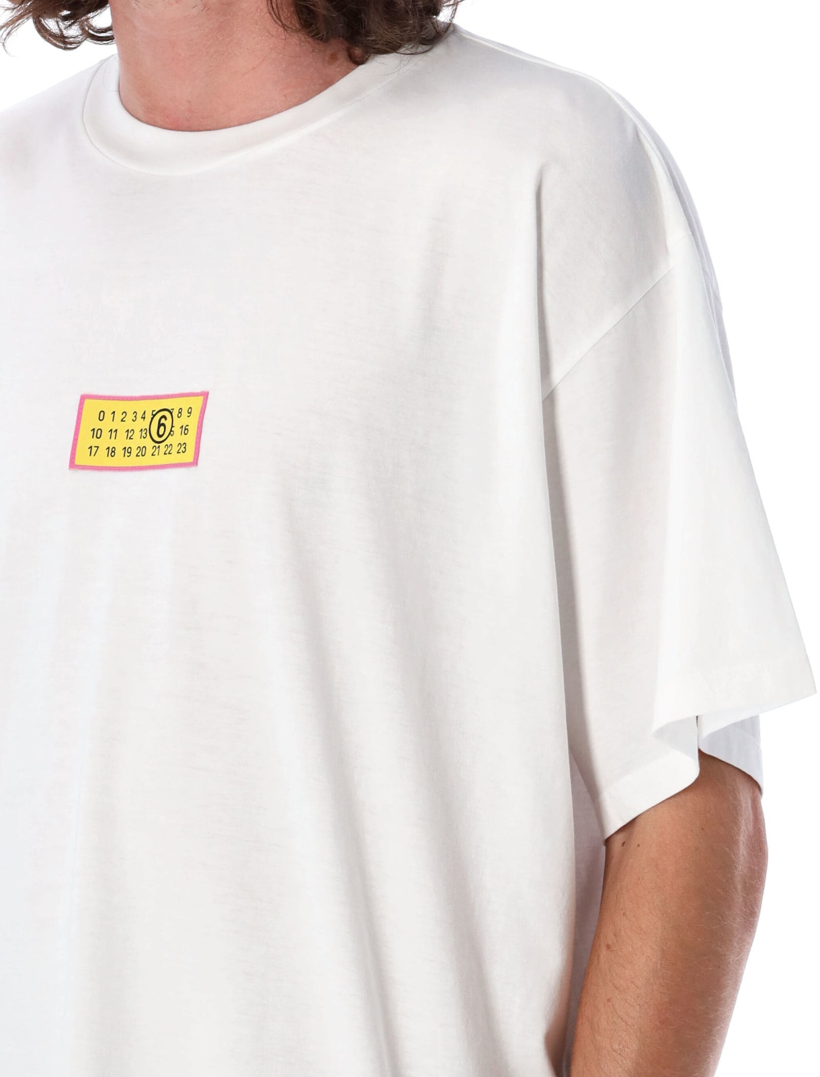 Shop Mm6 Maison Margiela Tag Color T-shirt In White