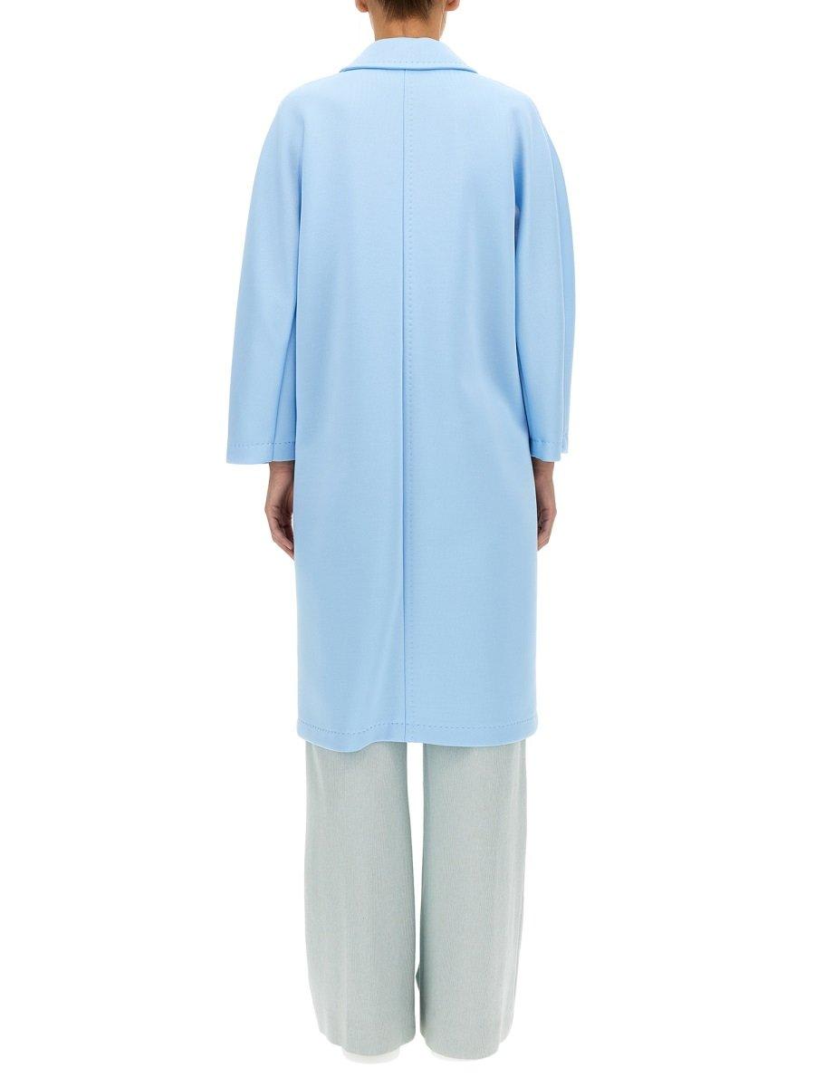 Shop Max Mara Double-breasted Long-sleeved Coat In Azure