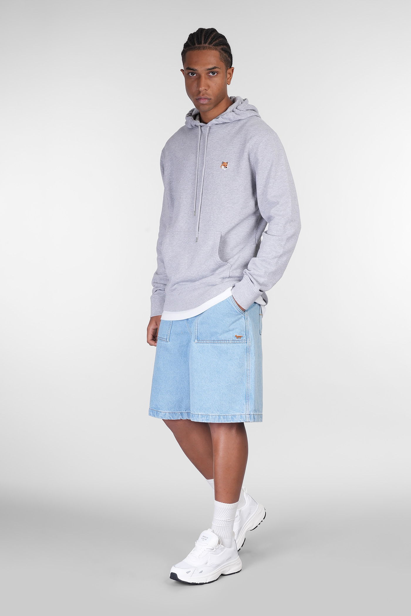 Shop Maison Kitsuné Shorts In Blue Denim